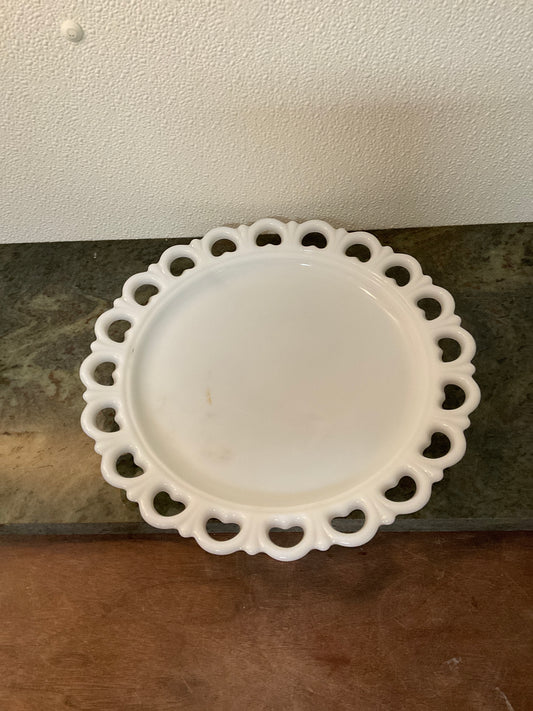 Vintage Anchor Hocking Milk Glass Lace Edge Plate