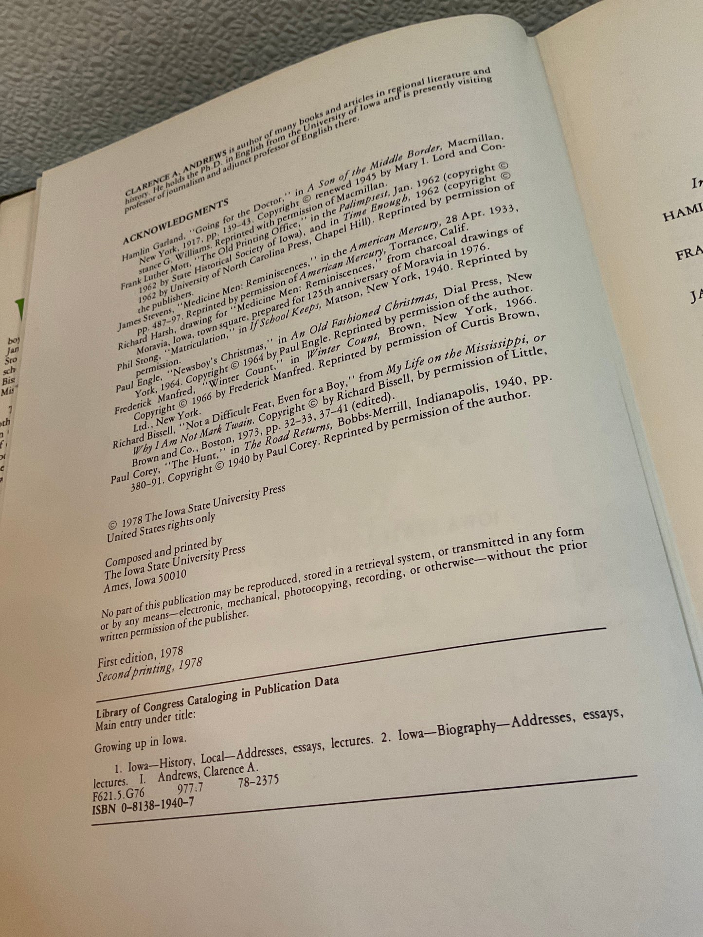 Growing Up In Iowa: Reminiscences Of 14 Authors Signed Book