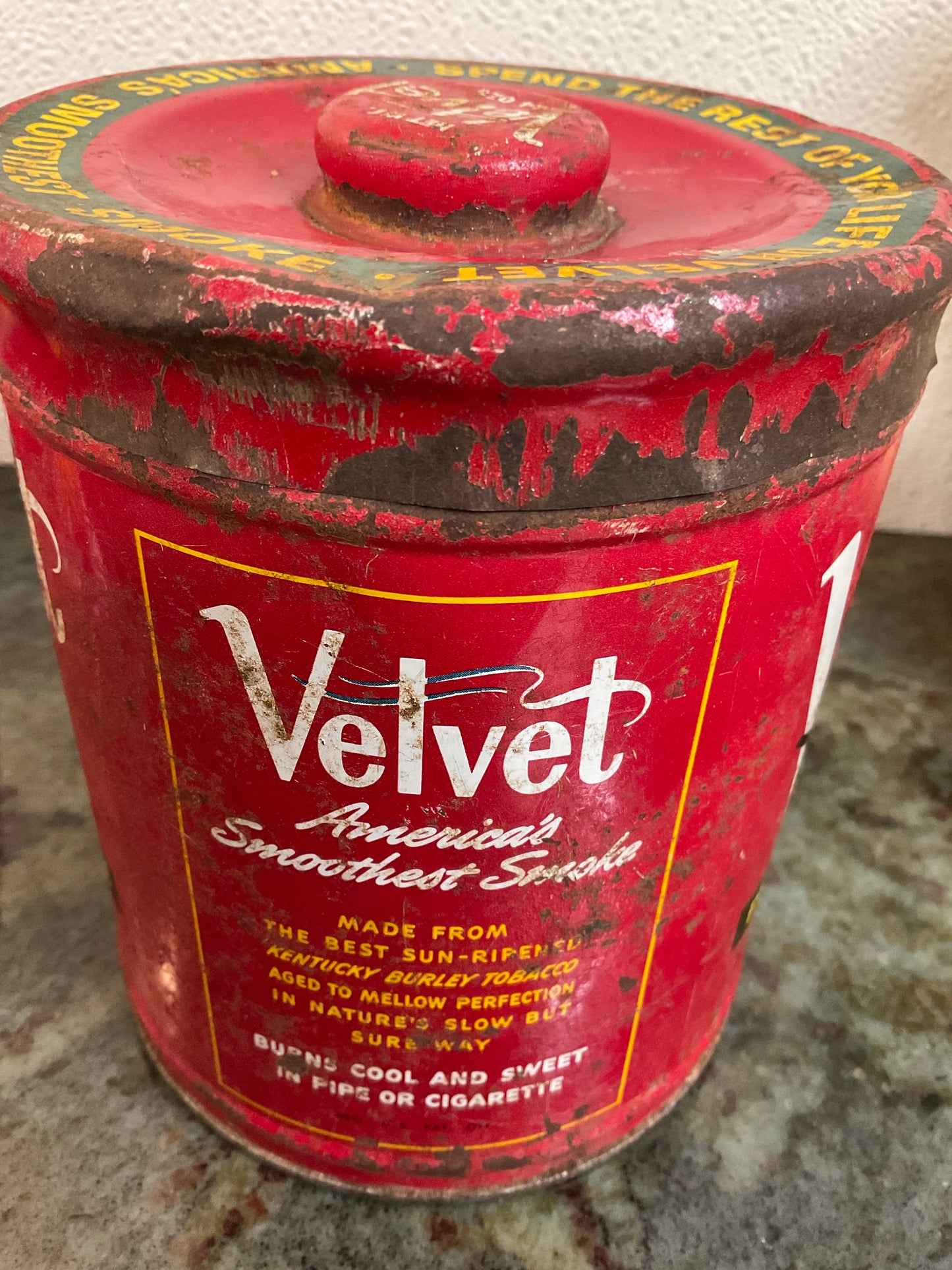 Vintage Velvet Pip & Cigarette Tobacco Tin