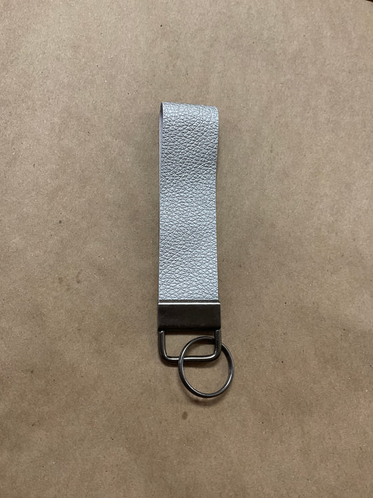 Faux Leather Shimmer Gray Wrist Keychain