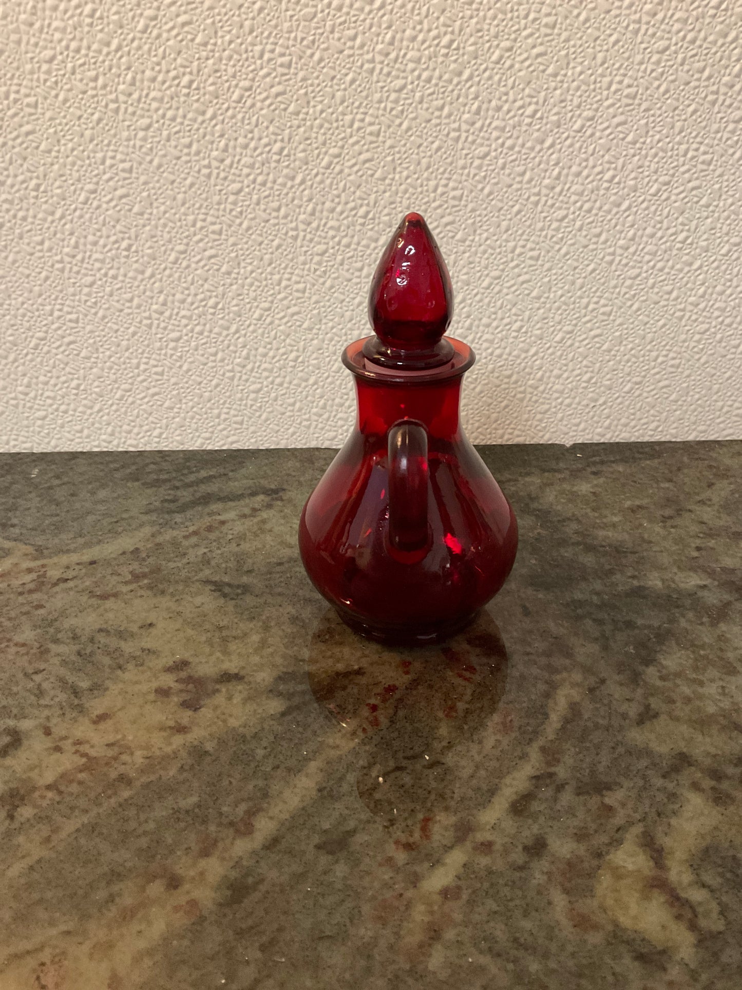 Avon Ruby Red Red Glass Cruet With Strawberry Stopper