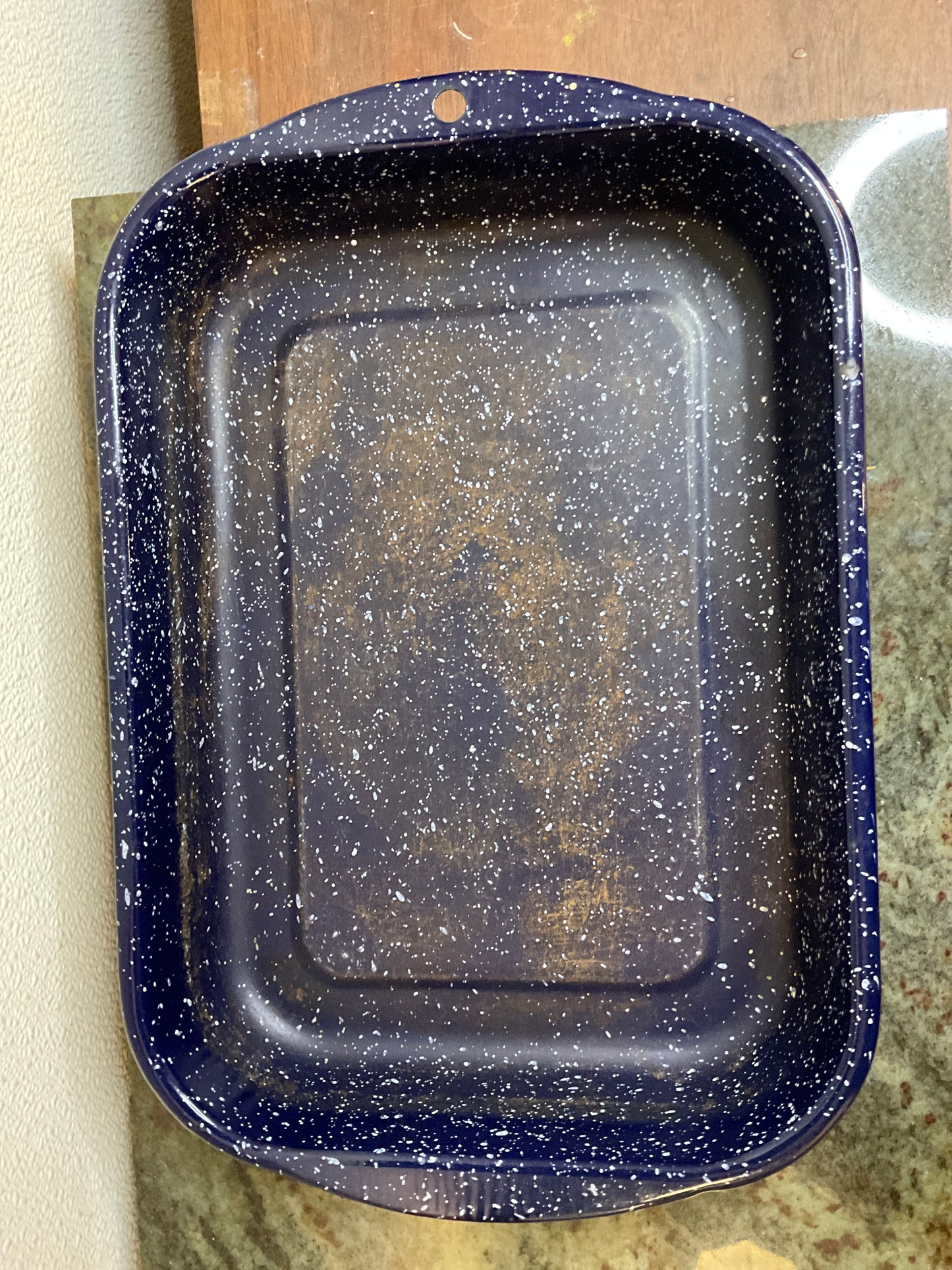 Speckled Blue Enamel Open Pan