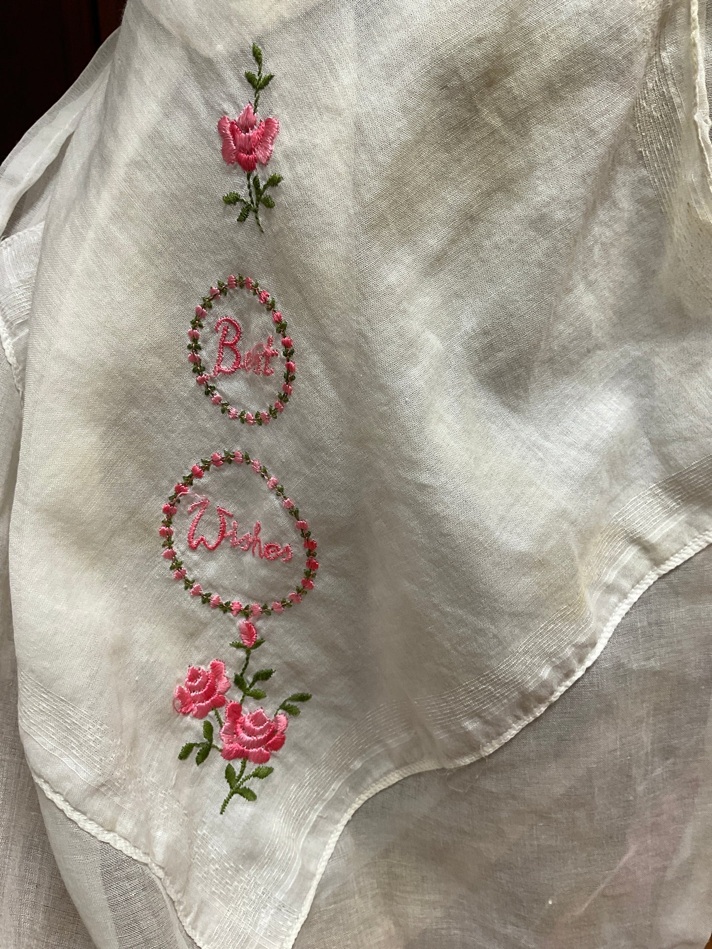 Vintage Apron with hand embroidered pocket