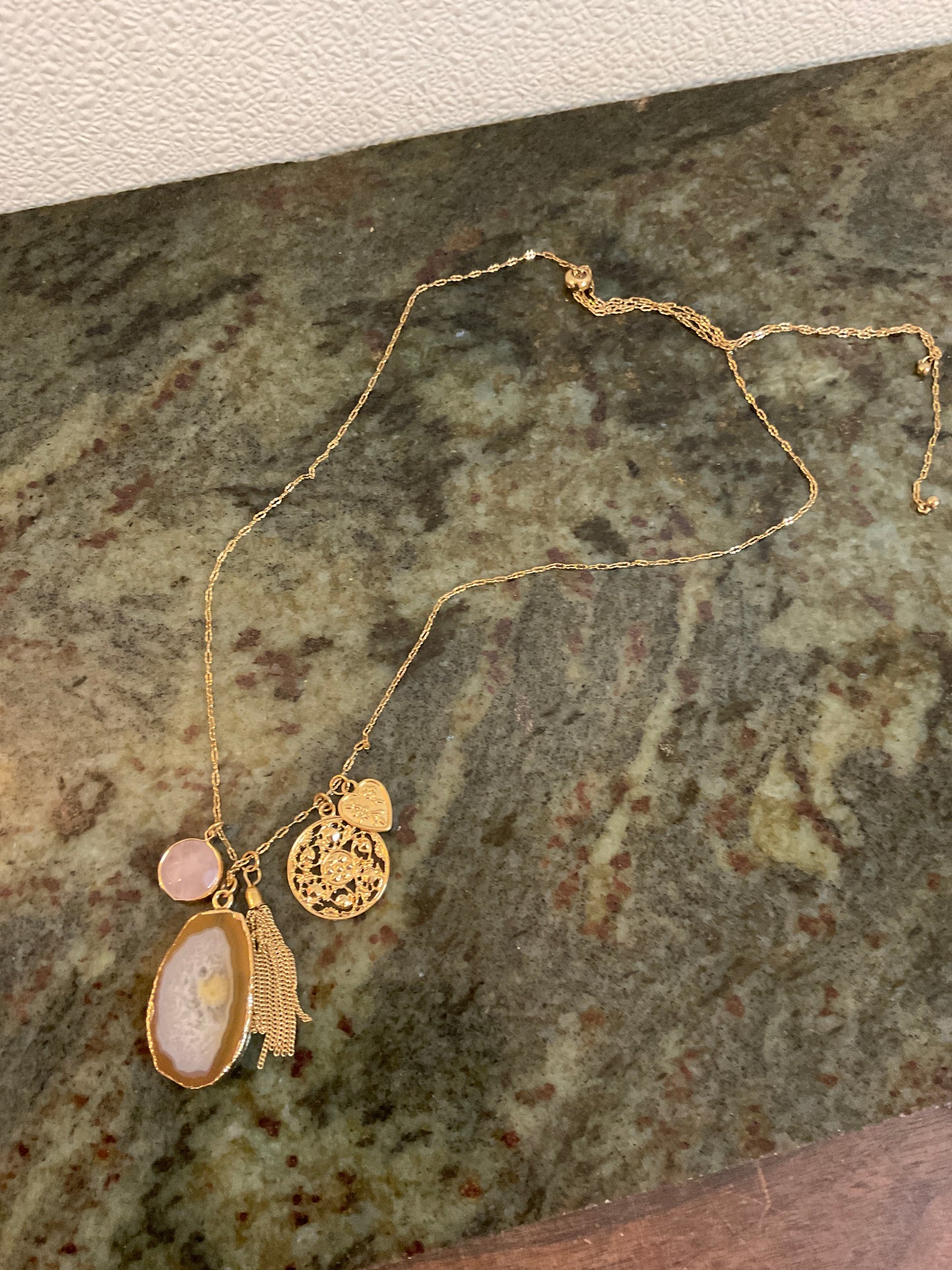 Gold Chain Necklace with Heart