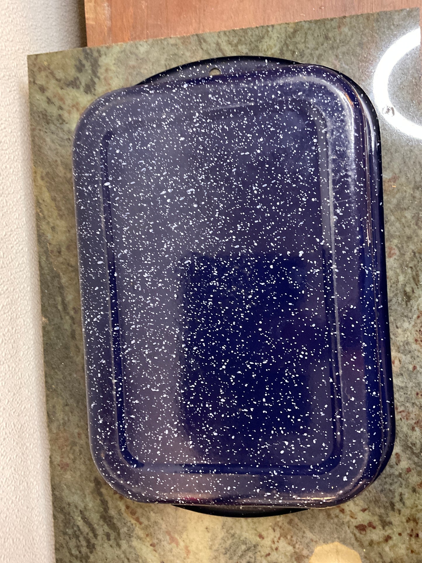 Speckled Blue Enamel Open Pan