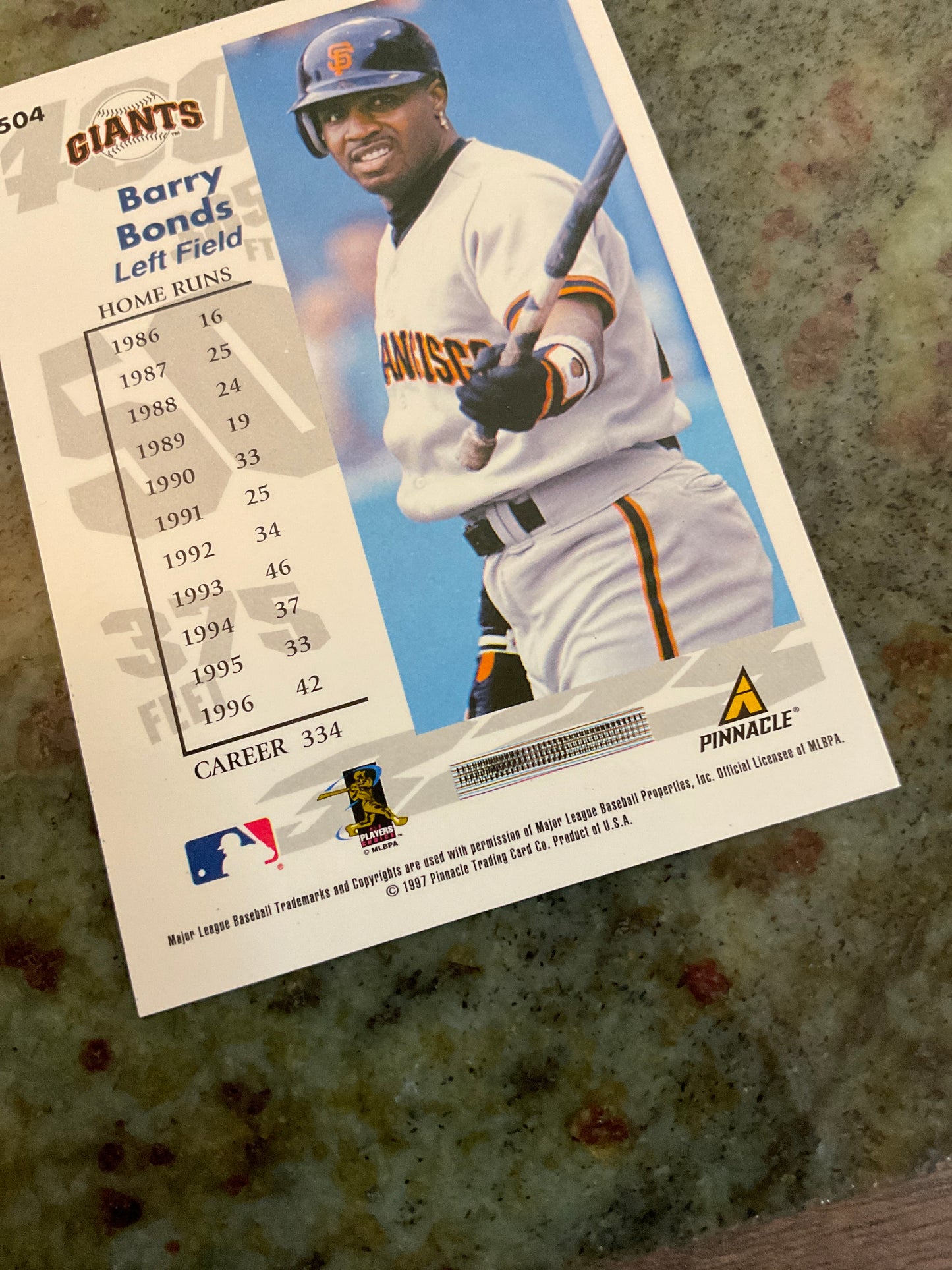 1997 Score Goin’ Yard Barry Bonds Baseball Card