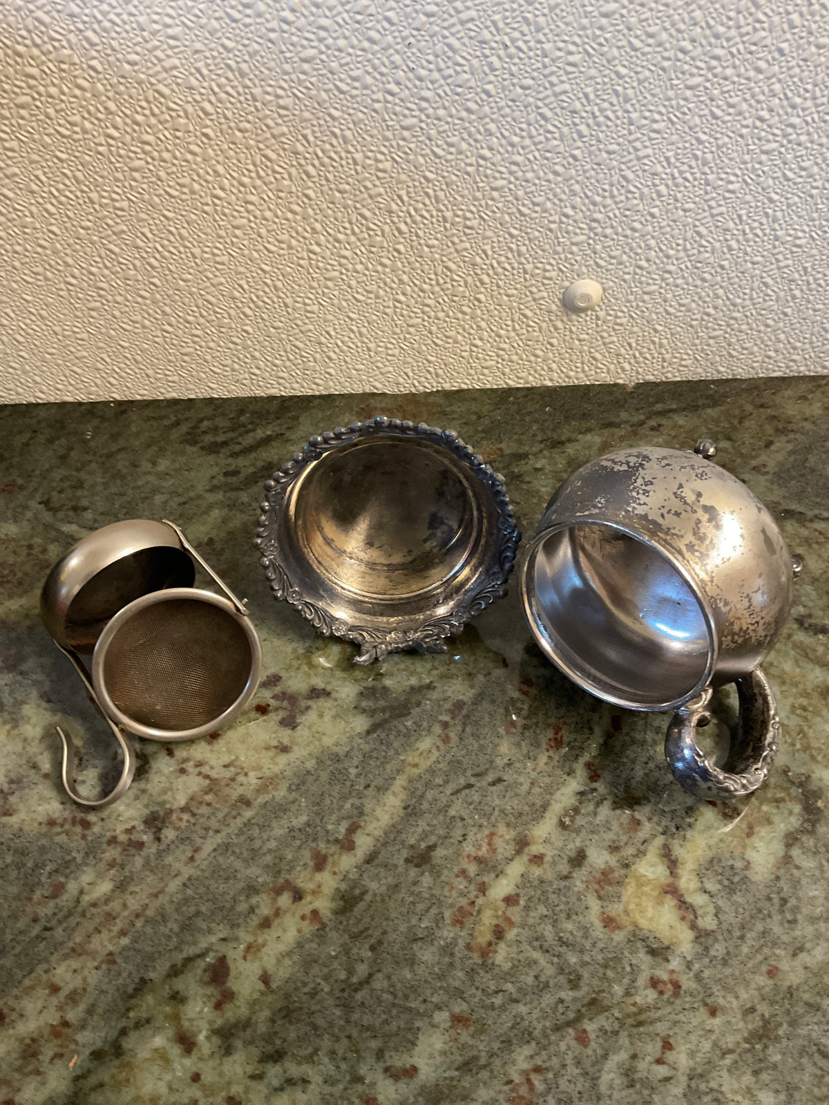 Antique Victorian Silver Plated Tea Strainer And Drip Cup