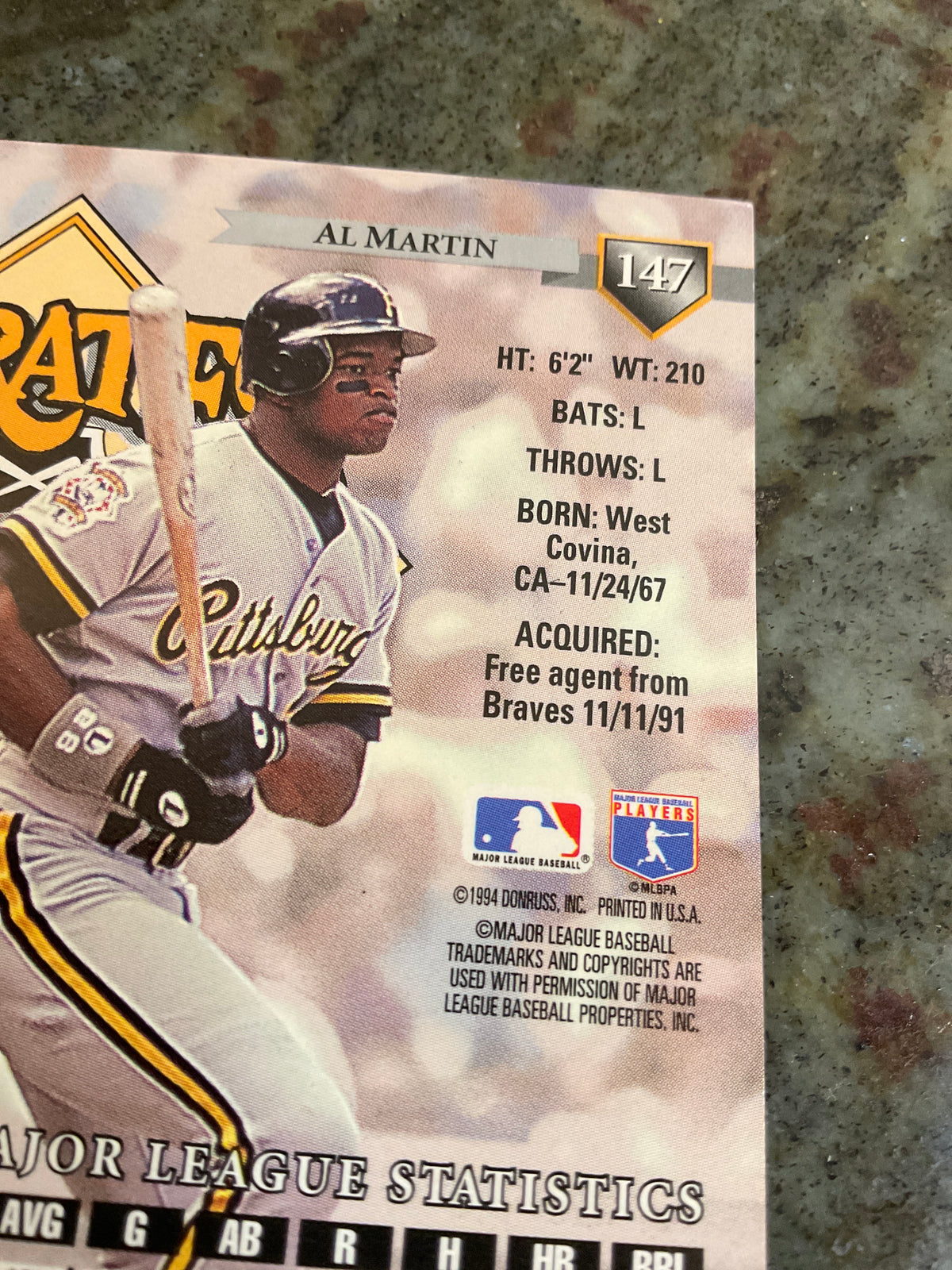 Al Martin 1994 Donruss Baseball Card