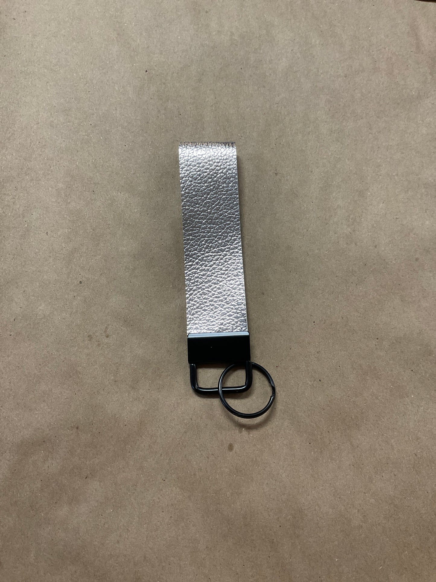 Faux Leather Silver Wrist Keychain