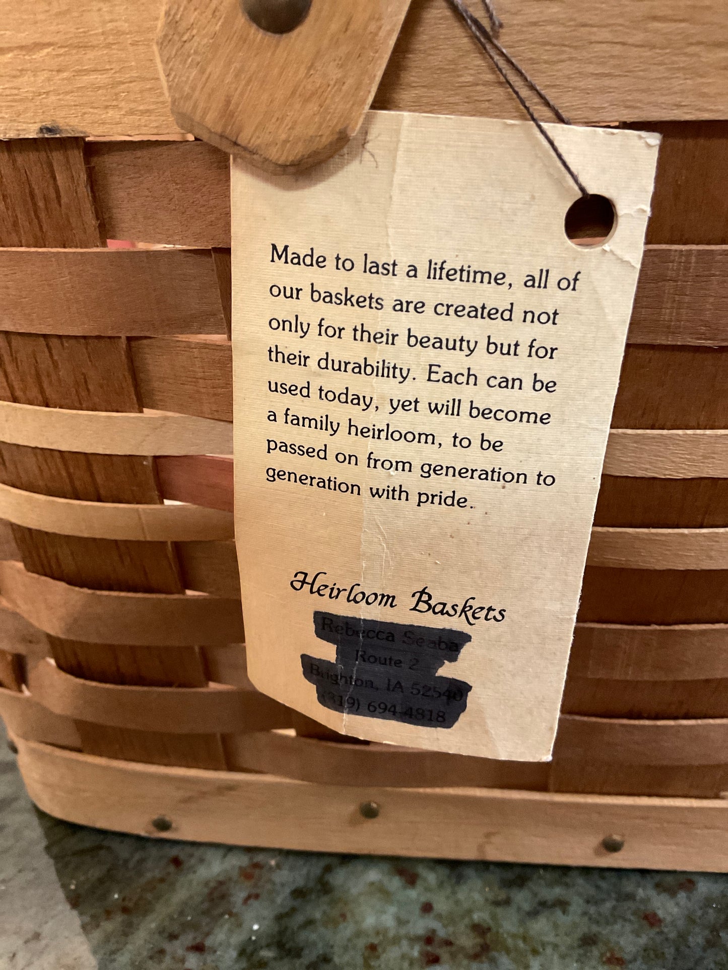 Open w/handles Heirloom Basket made in IA