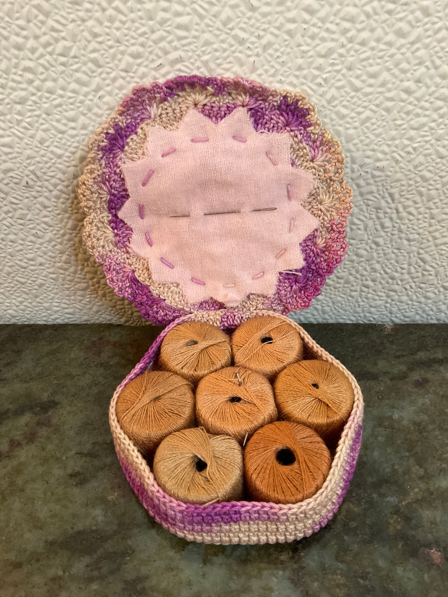 Vintage Crocheted Thread Holder
