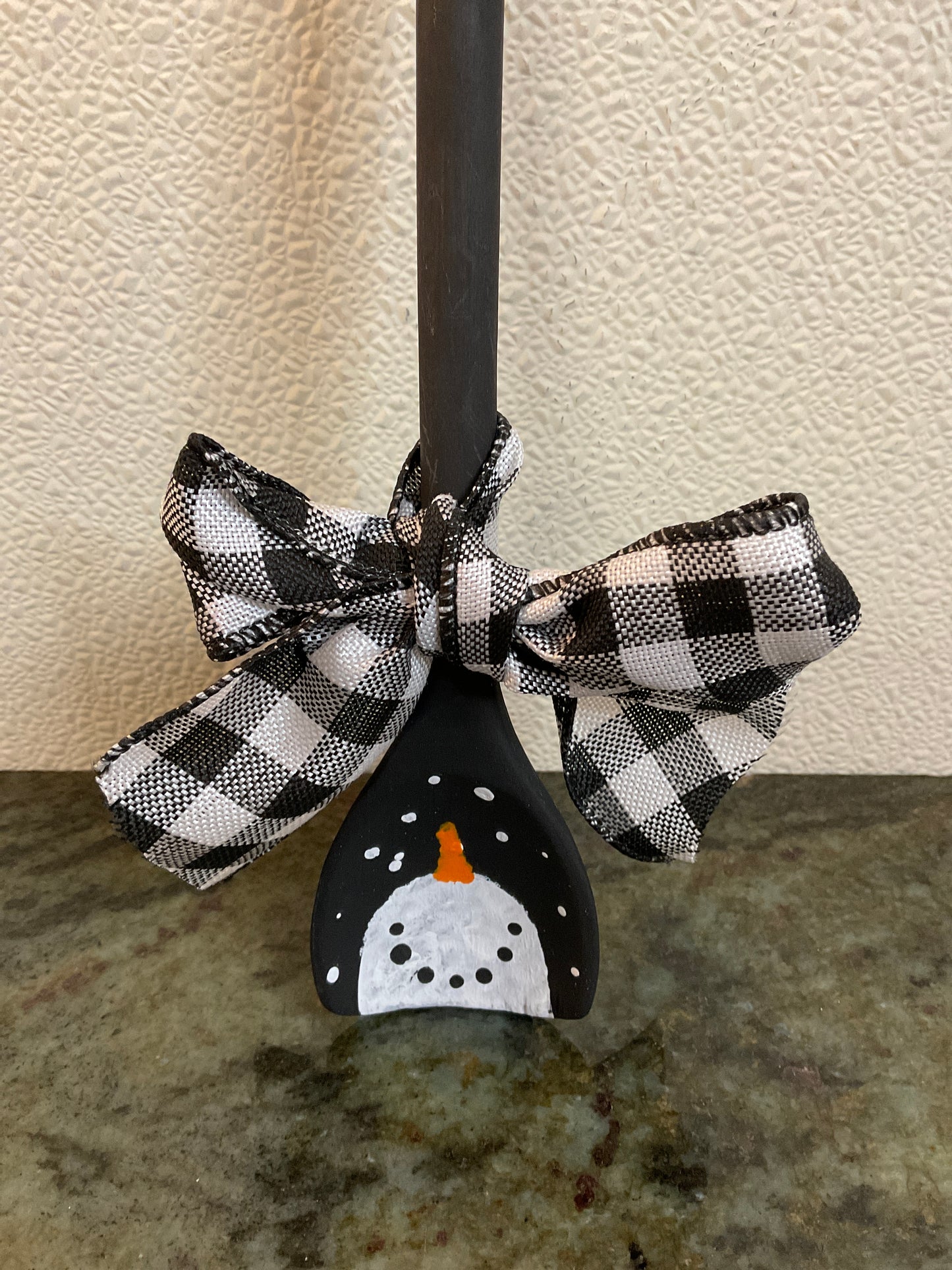 13” Flat Edged Wood Spoon w/Snowman