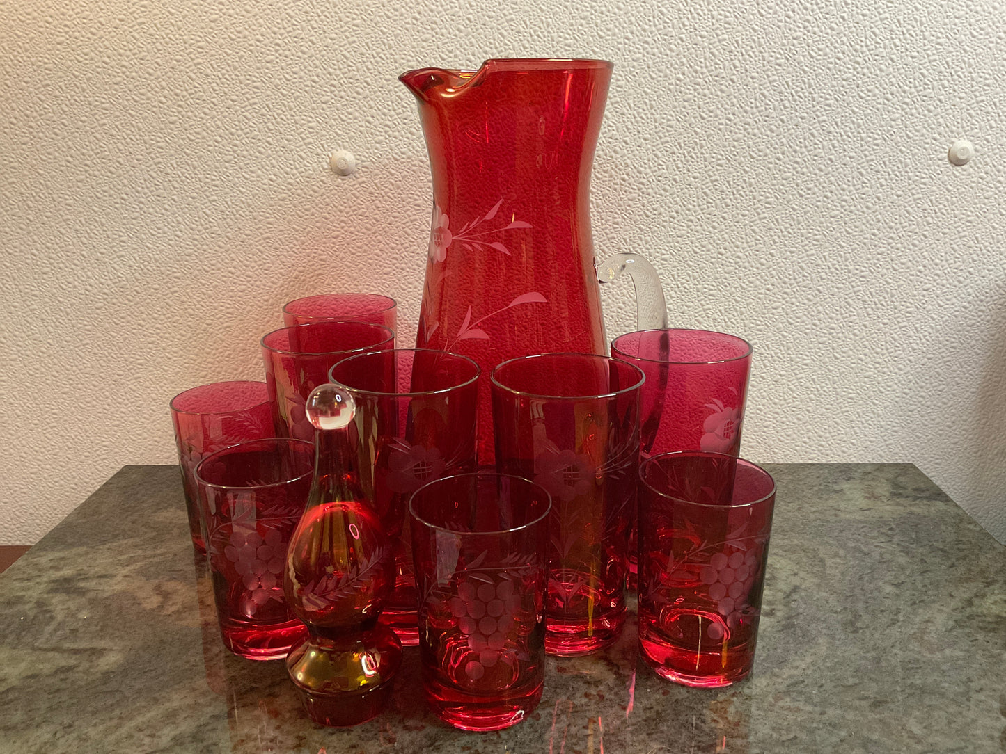 MCM Ruby Cranberry Cocktail Set