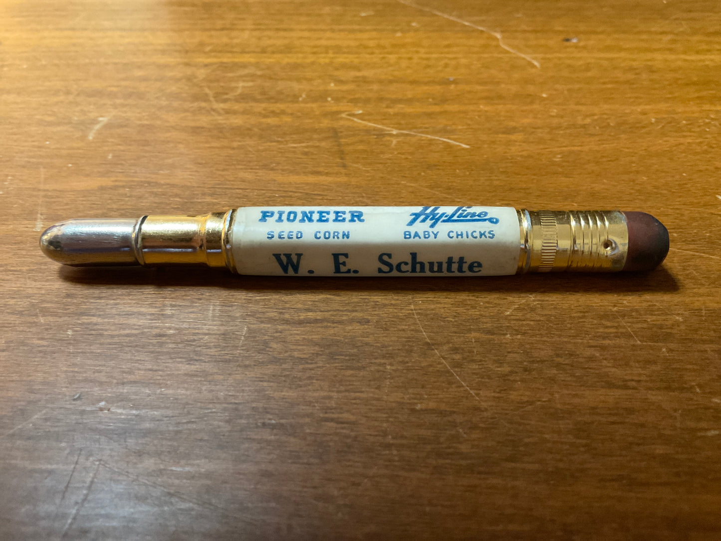 Vtg W.E. Schutte Pioneer Seed Pencil