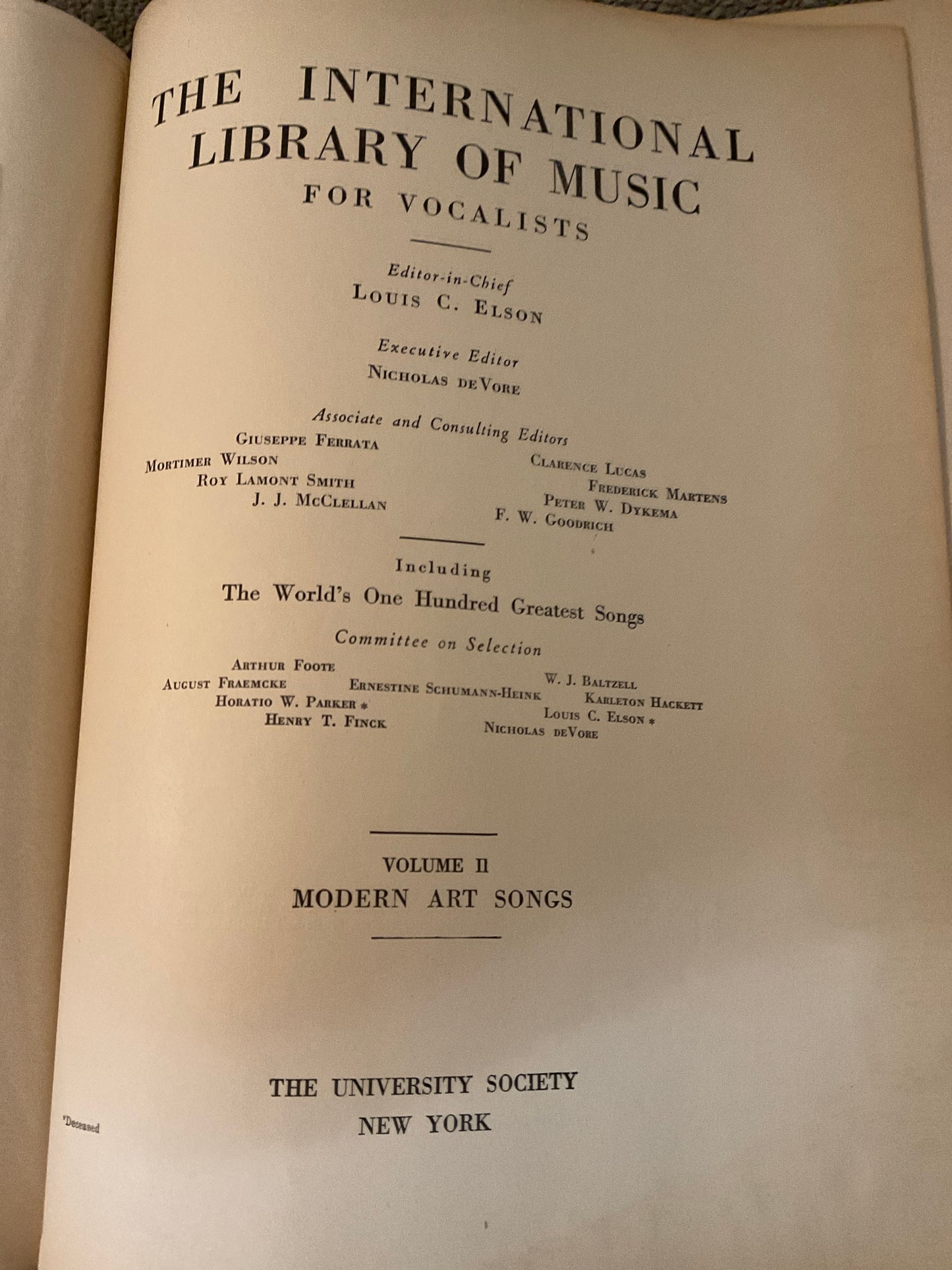 The International Library of Music Book copyright 1925