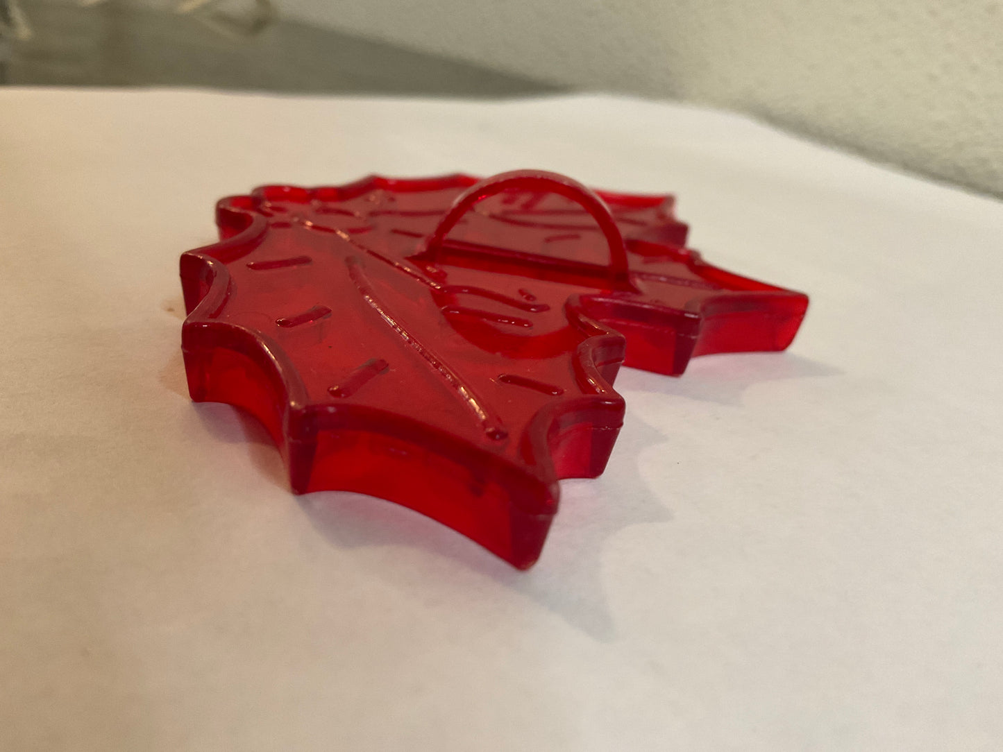 Red Plastic Holly Cookie Cutter