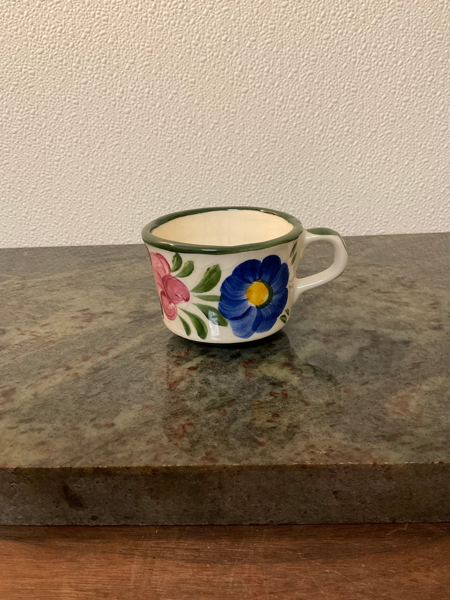 Vintage German Art Pottery Floral Coffee/Tea Cup “Handgemalt” signed by Widerstrom