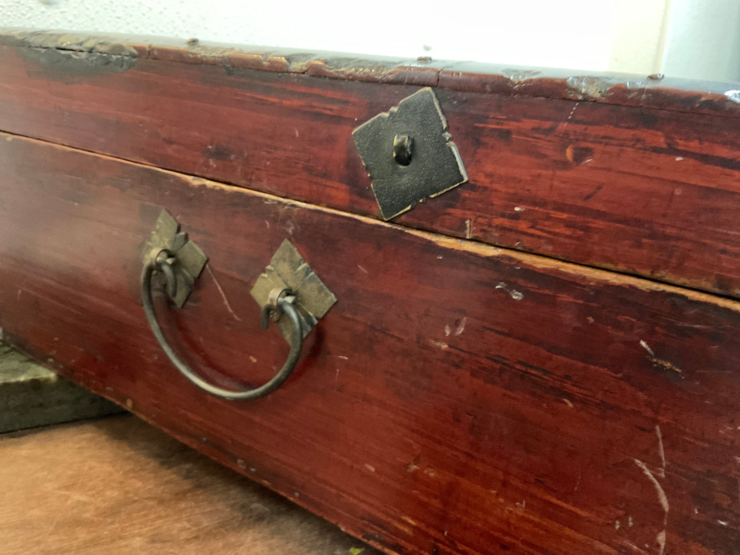 Vtg Wood & Brass Large Box