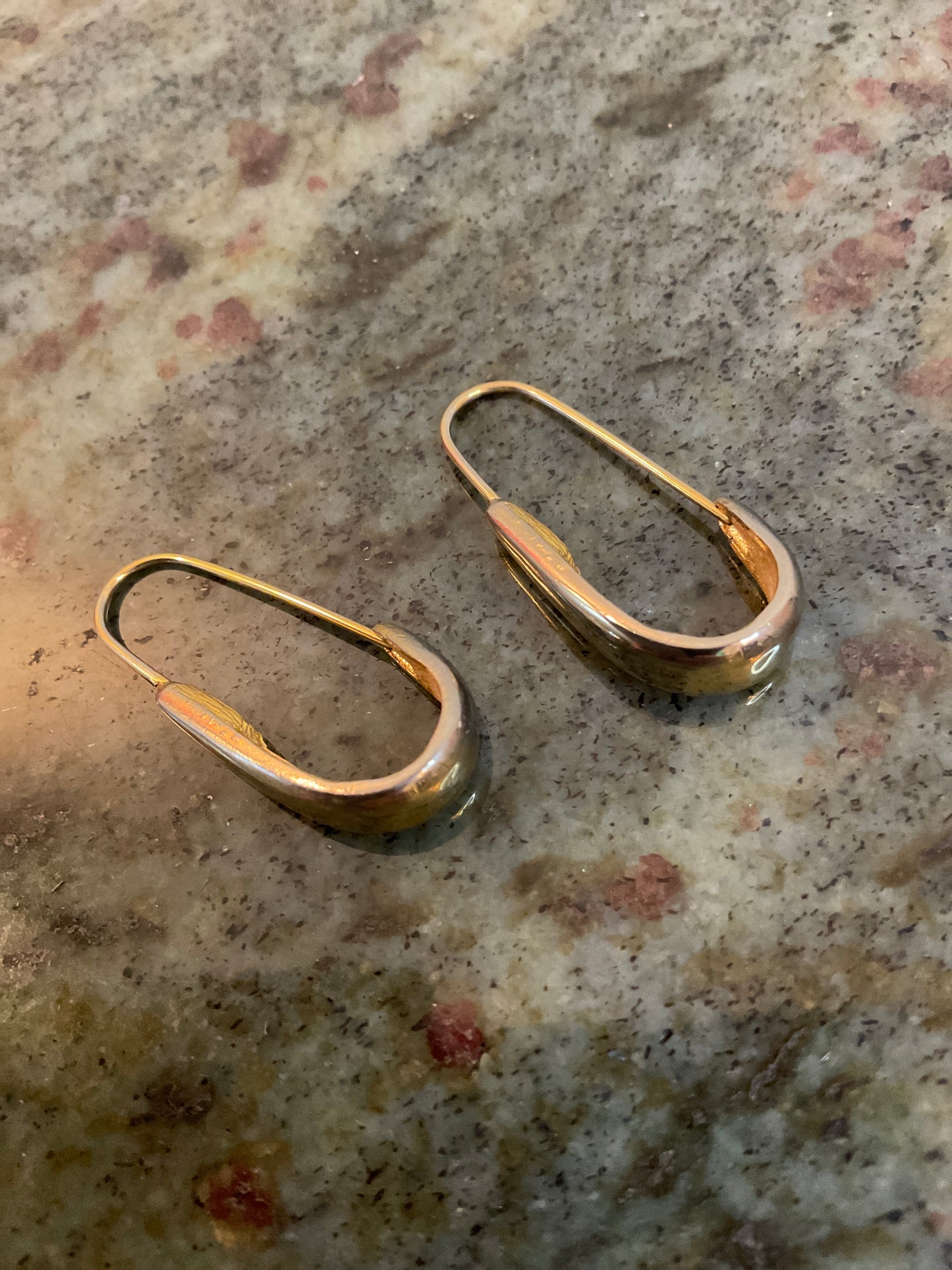 Gold Toned Drop Hoop Earrings