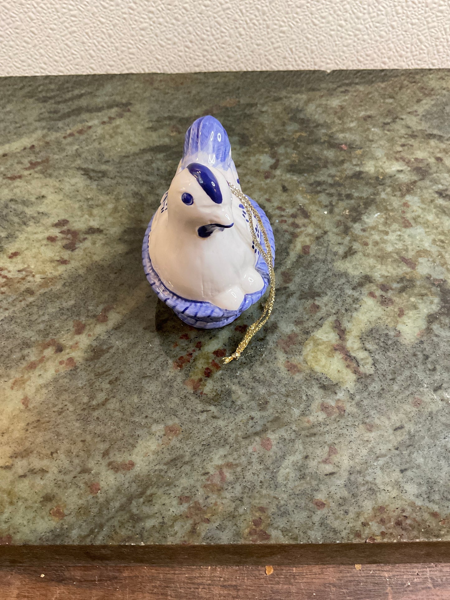 Ceramic Hen In Basket Ornament