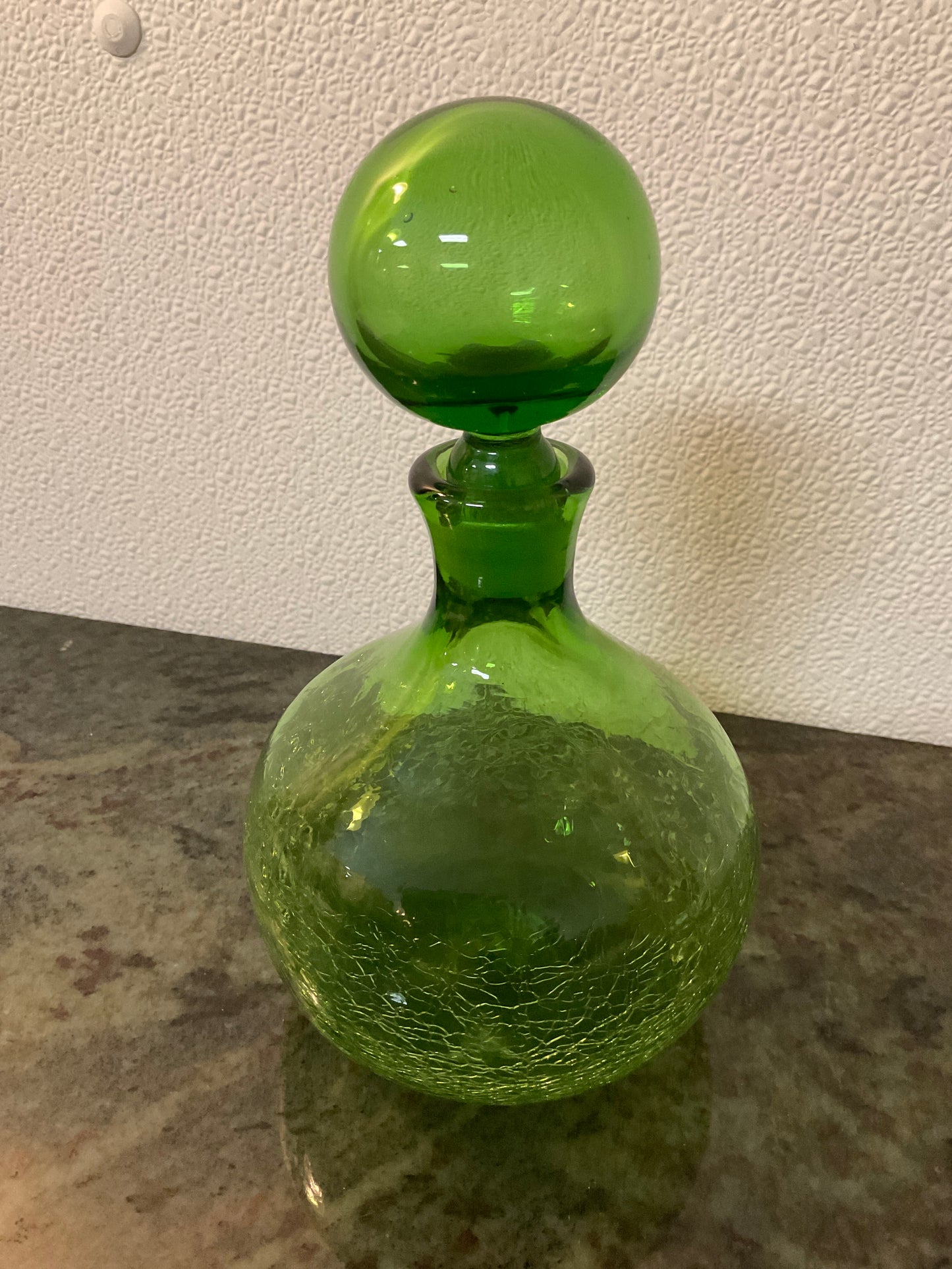 Green Glass Decanter with Glass Lid