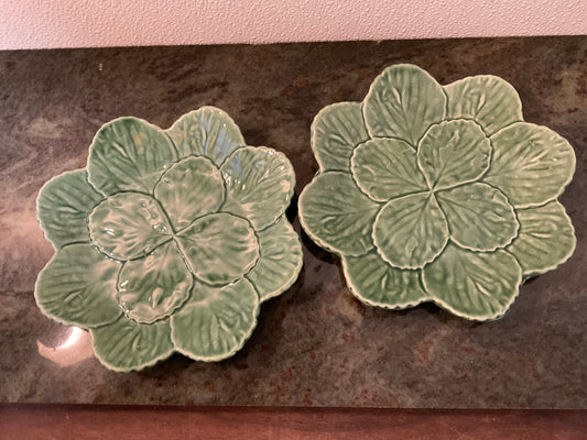 Bordallo Pinheiro Ceramic Cabbage Shaped Plate Set