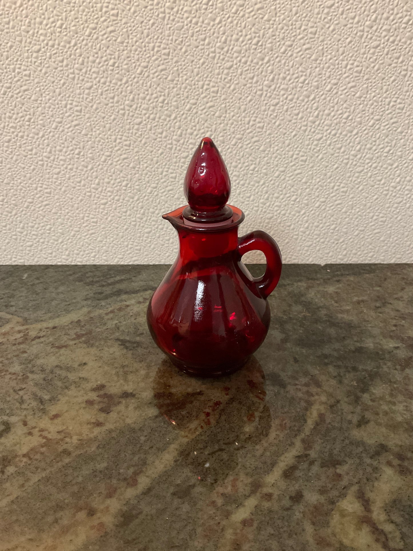 Avon Ruby Red Red Glass Cruet With Strawberry Stopper