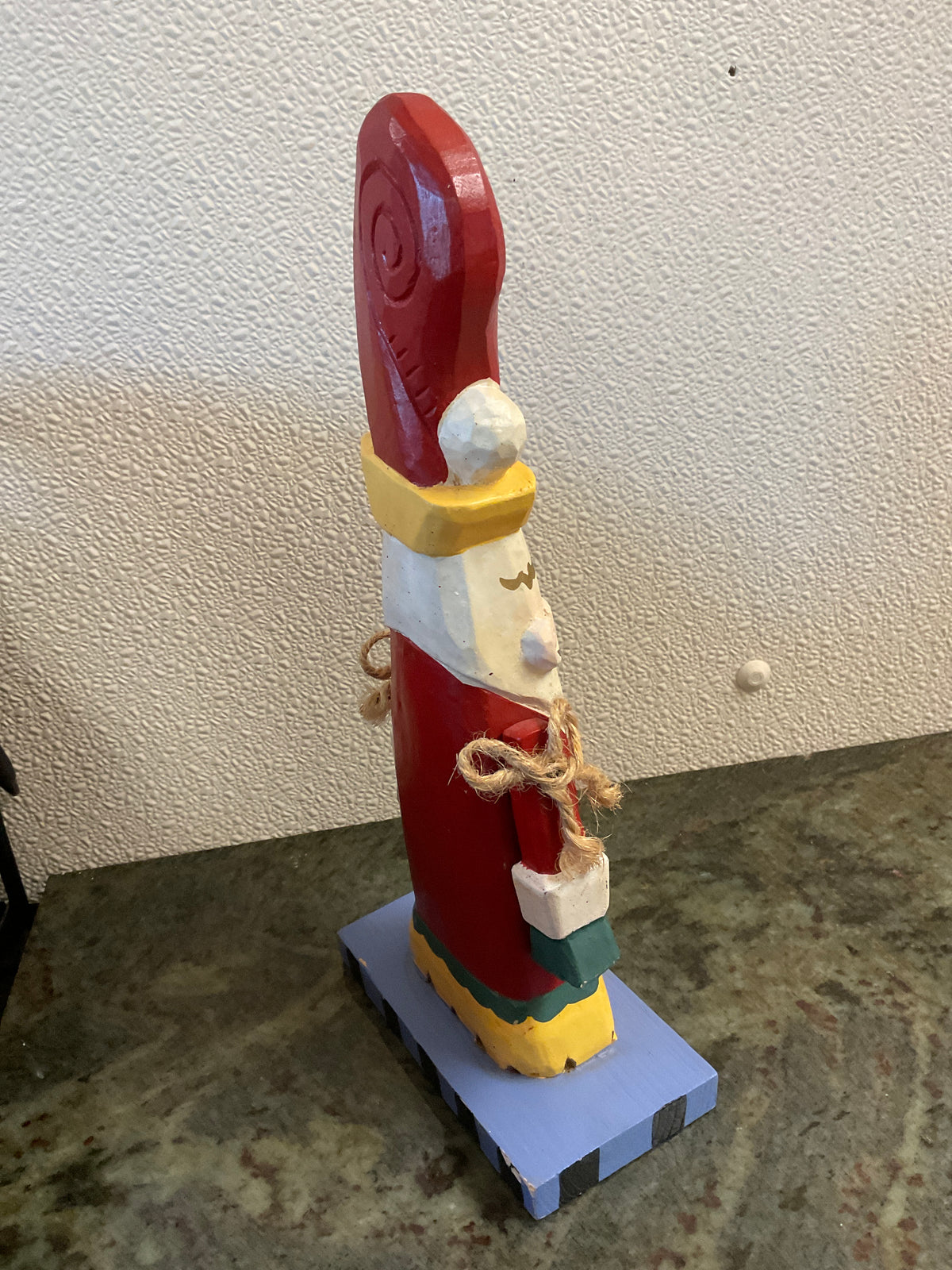 Folk Art Wood Santa With Swinging Arms
