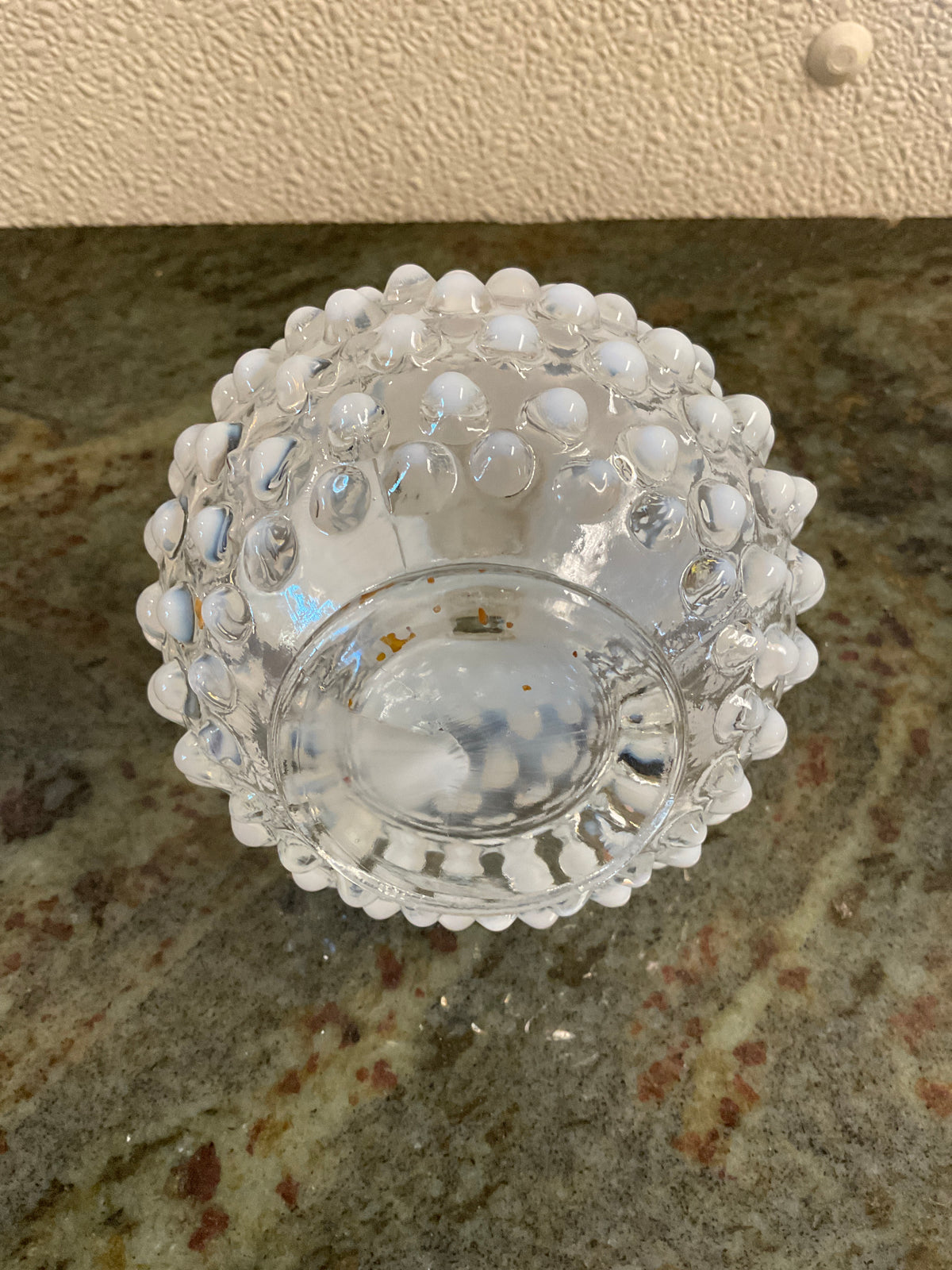 Fenton White Opalescent Hobnail Perfume Bottle