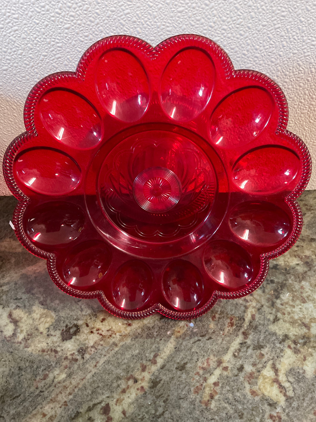 Vintage Red Plastic Deviled Egg Holder