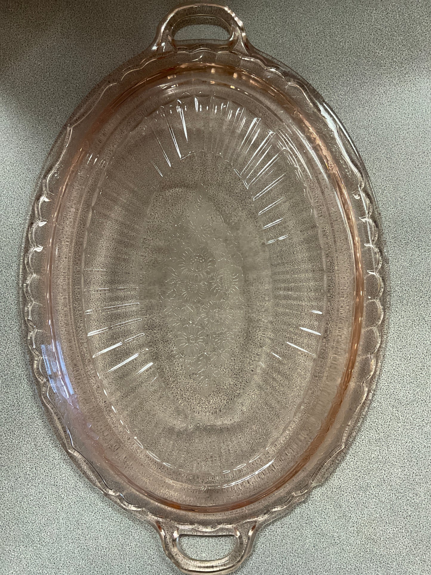 Pink Depression  Glass  Oval Platter