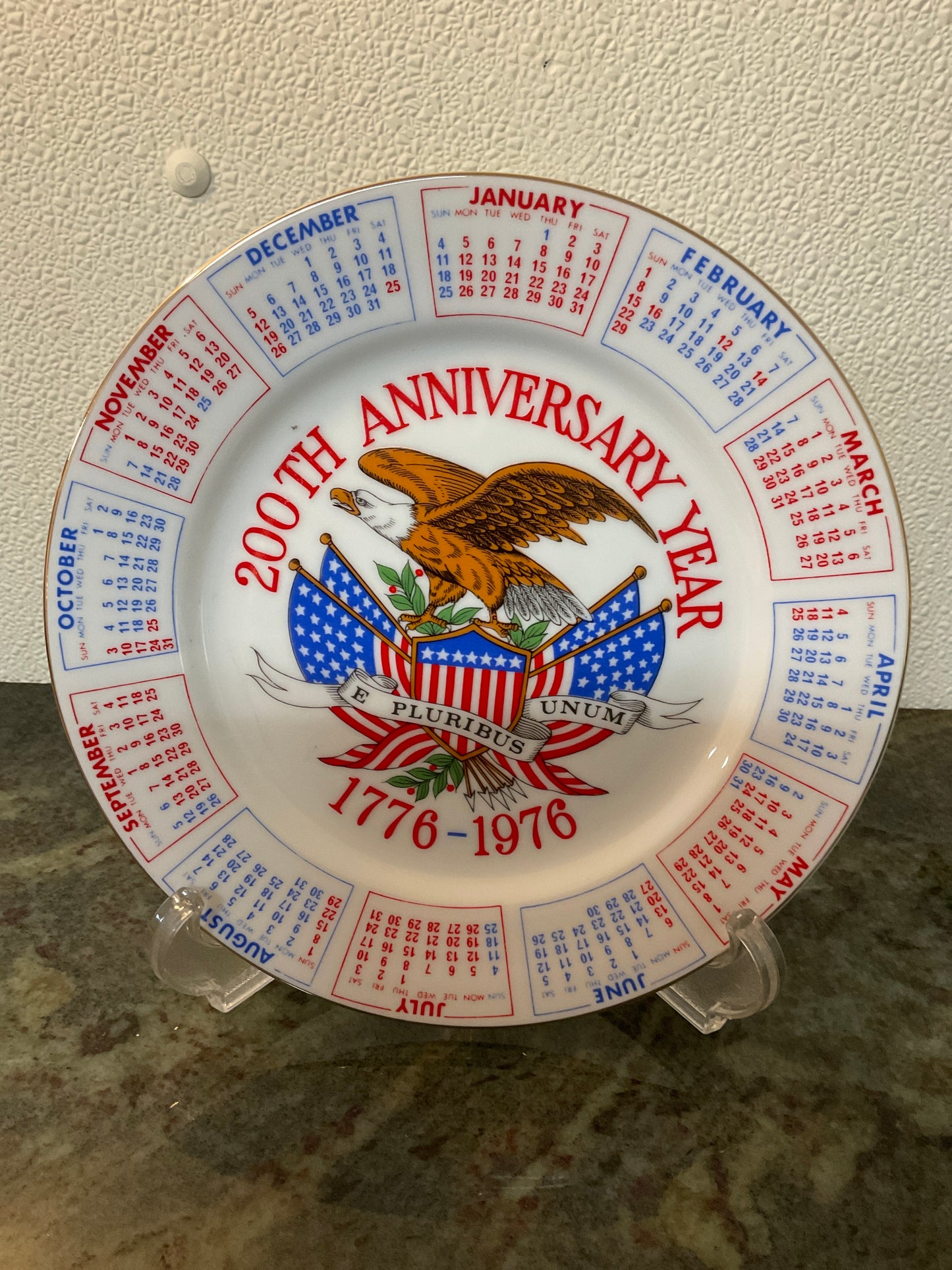 Vintage USA 1776-1976 200th Anniversary Bicentennial Plate