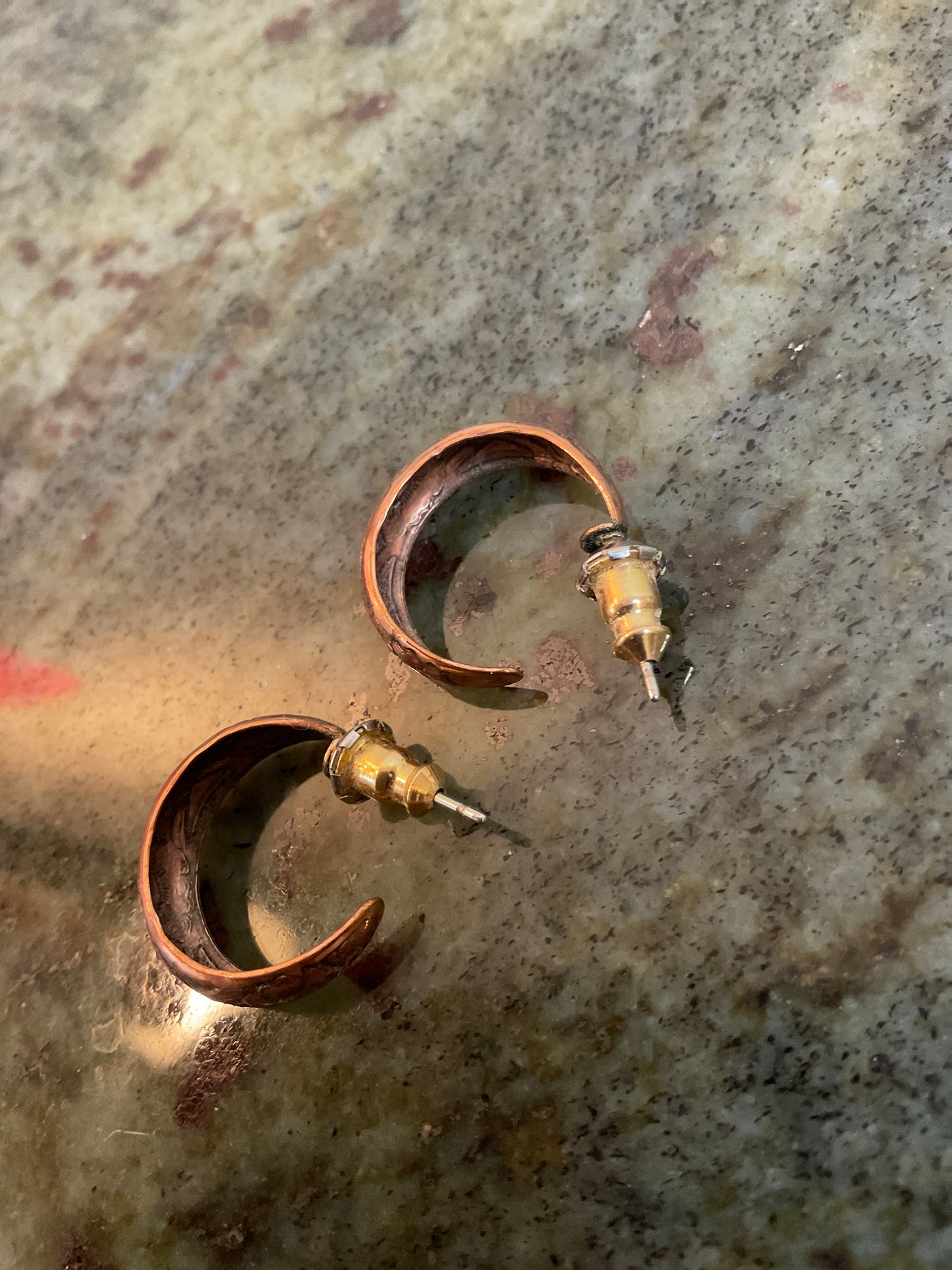Copper Open Hoops/Floral Design