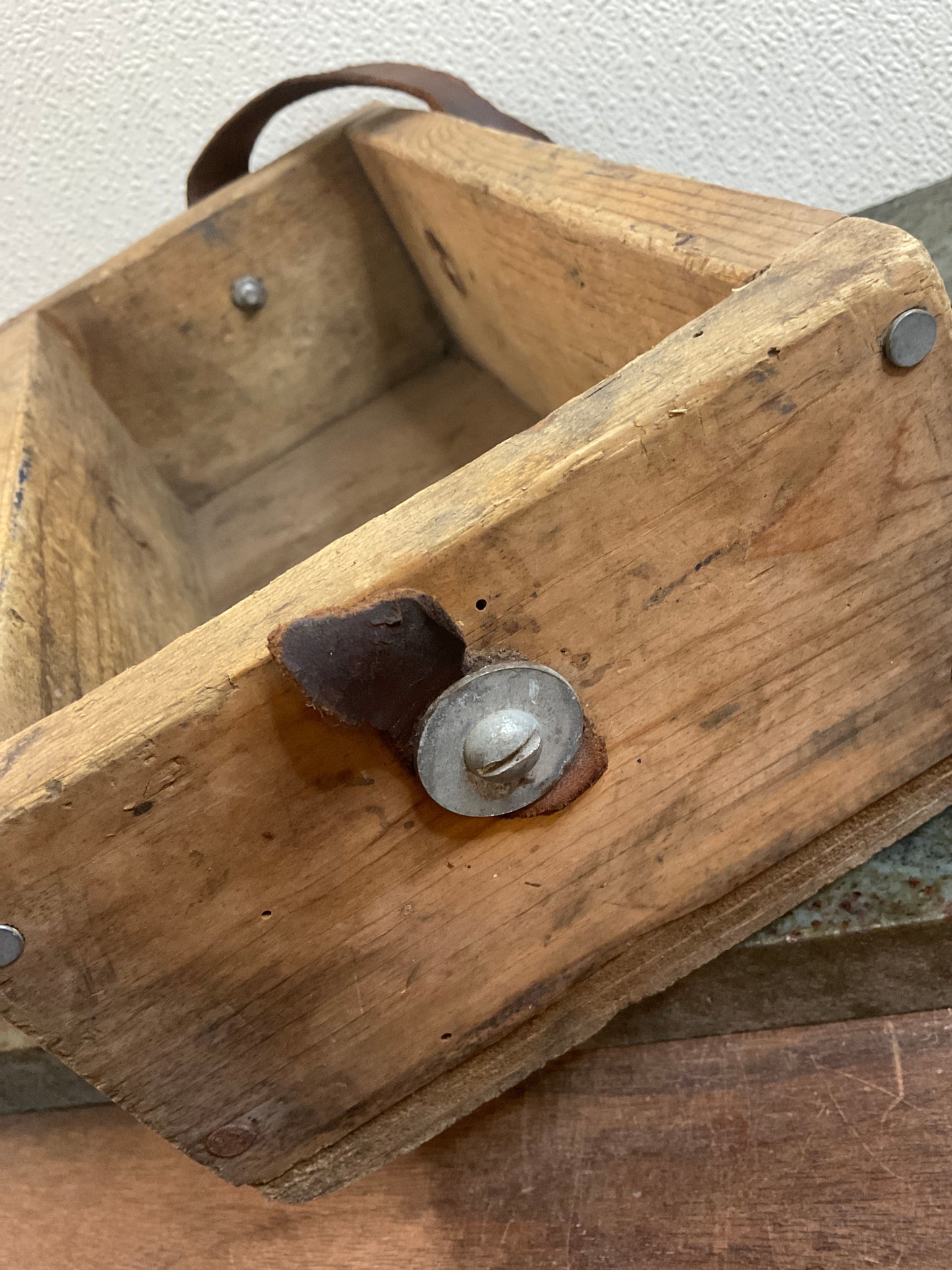 Rustic Wood Box W/Leather Strap