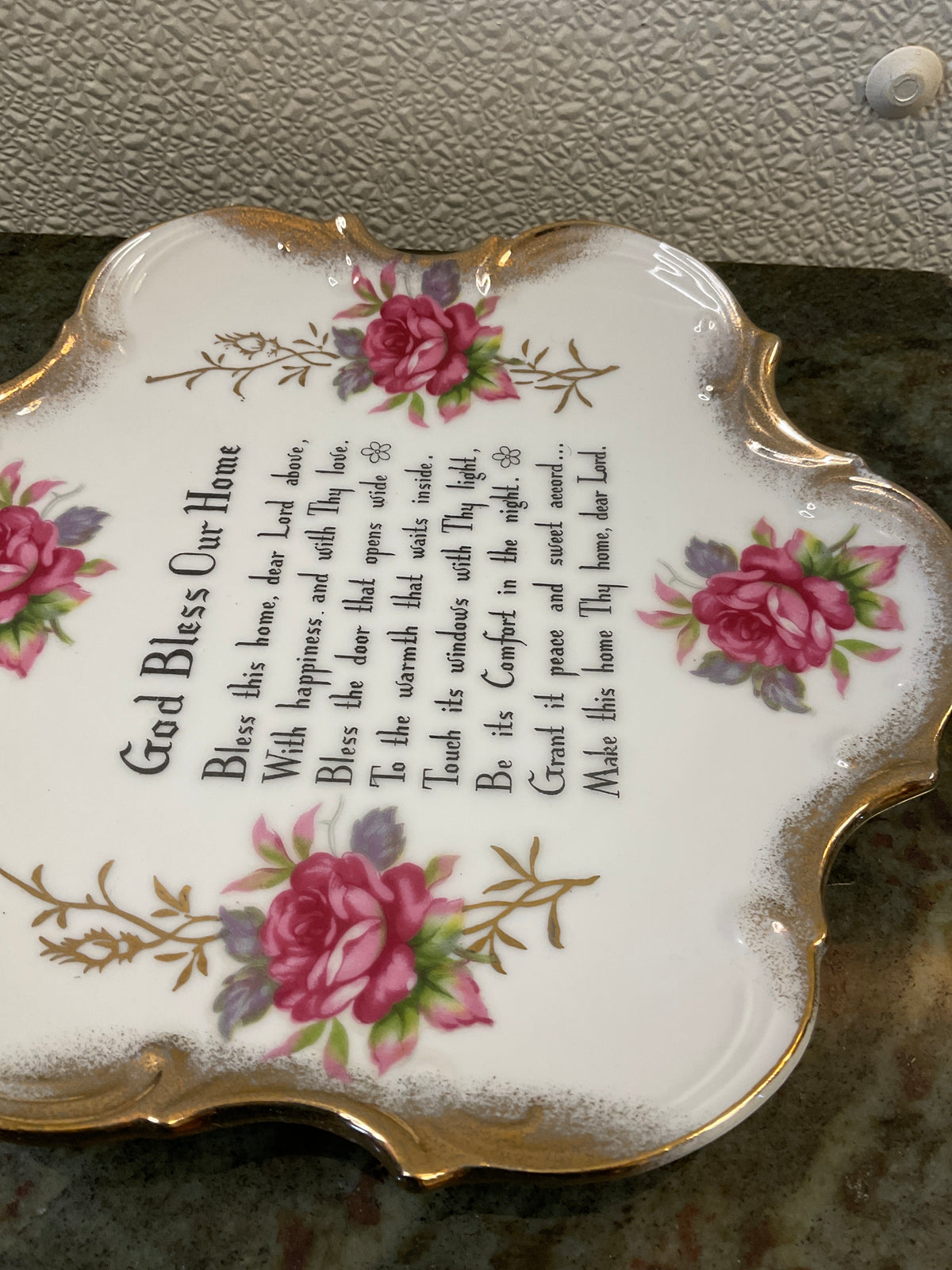 Lefton China “ God Bless Our Home” Plate