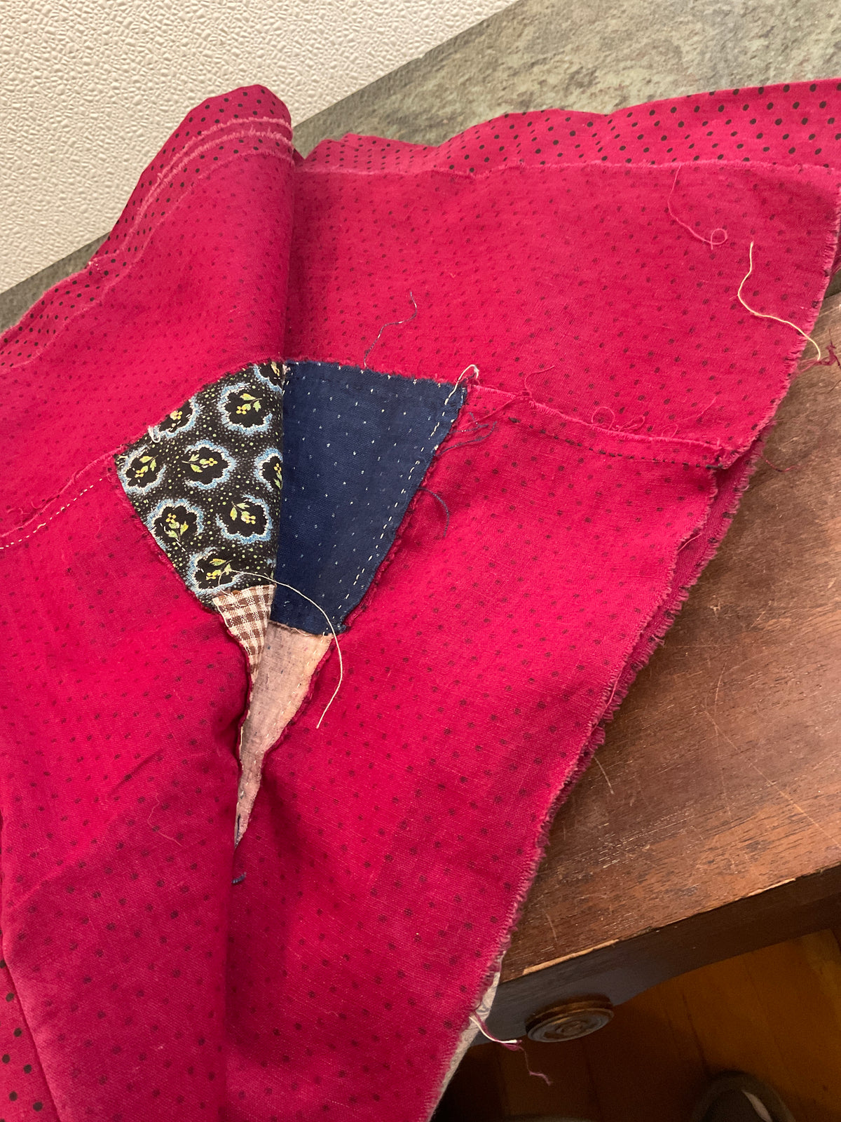 Hand Stitched Top Quilt With Extra Fabric