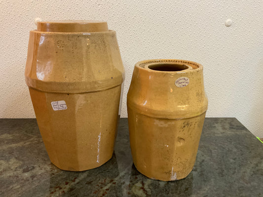 2 Piece YellowWare Canning Jars 1800’s