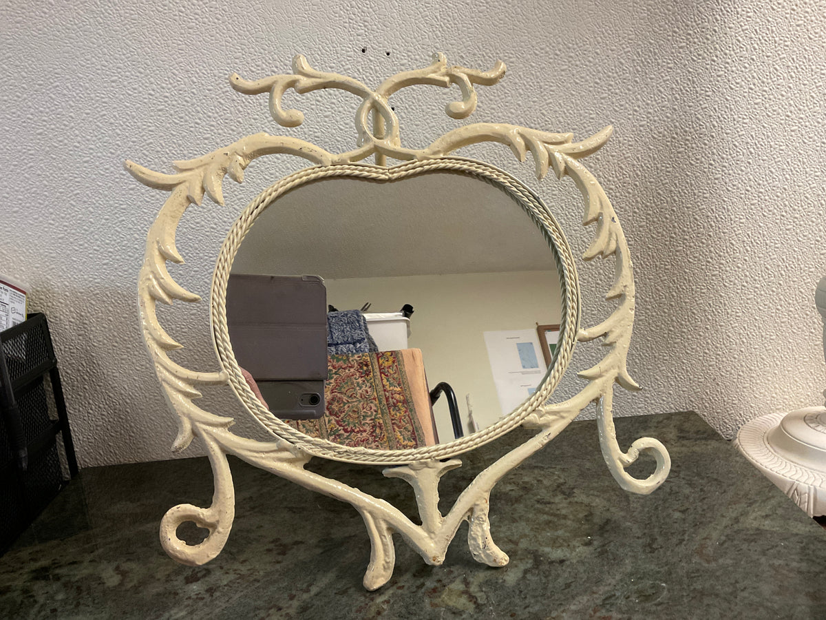 Vintage Cast Iron Table Vanity Mirror