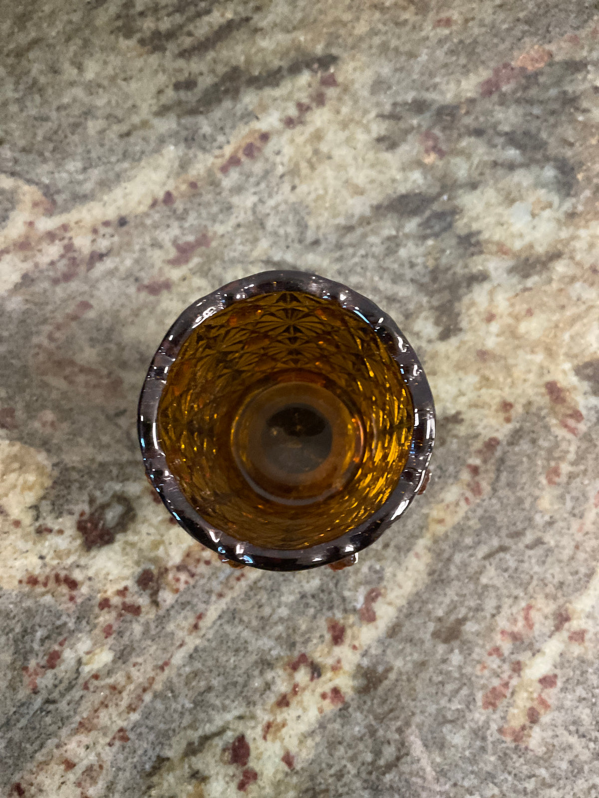 Vintage Daisy Button Amber Votive Holder