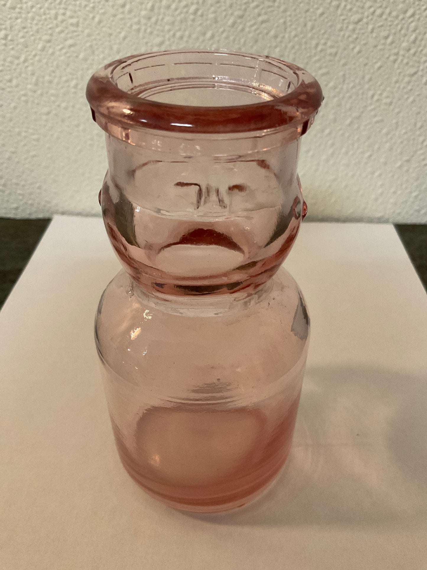 Vintage Pink Depression Glass Baby Face Milk Bottle