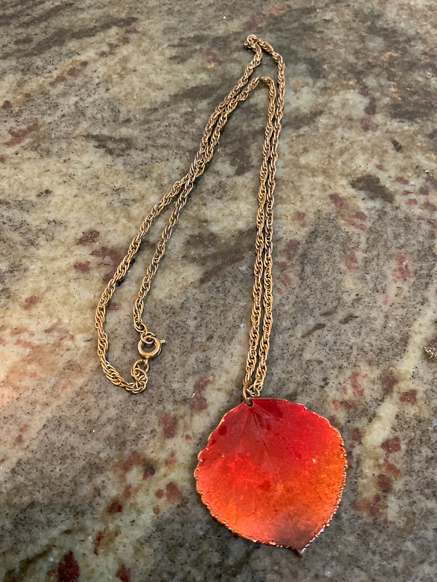 Iridescent Copper Plated Leaf Necklace