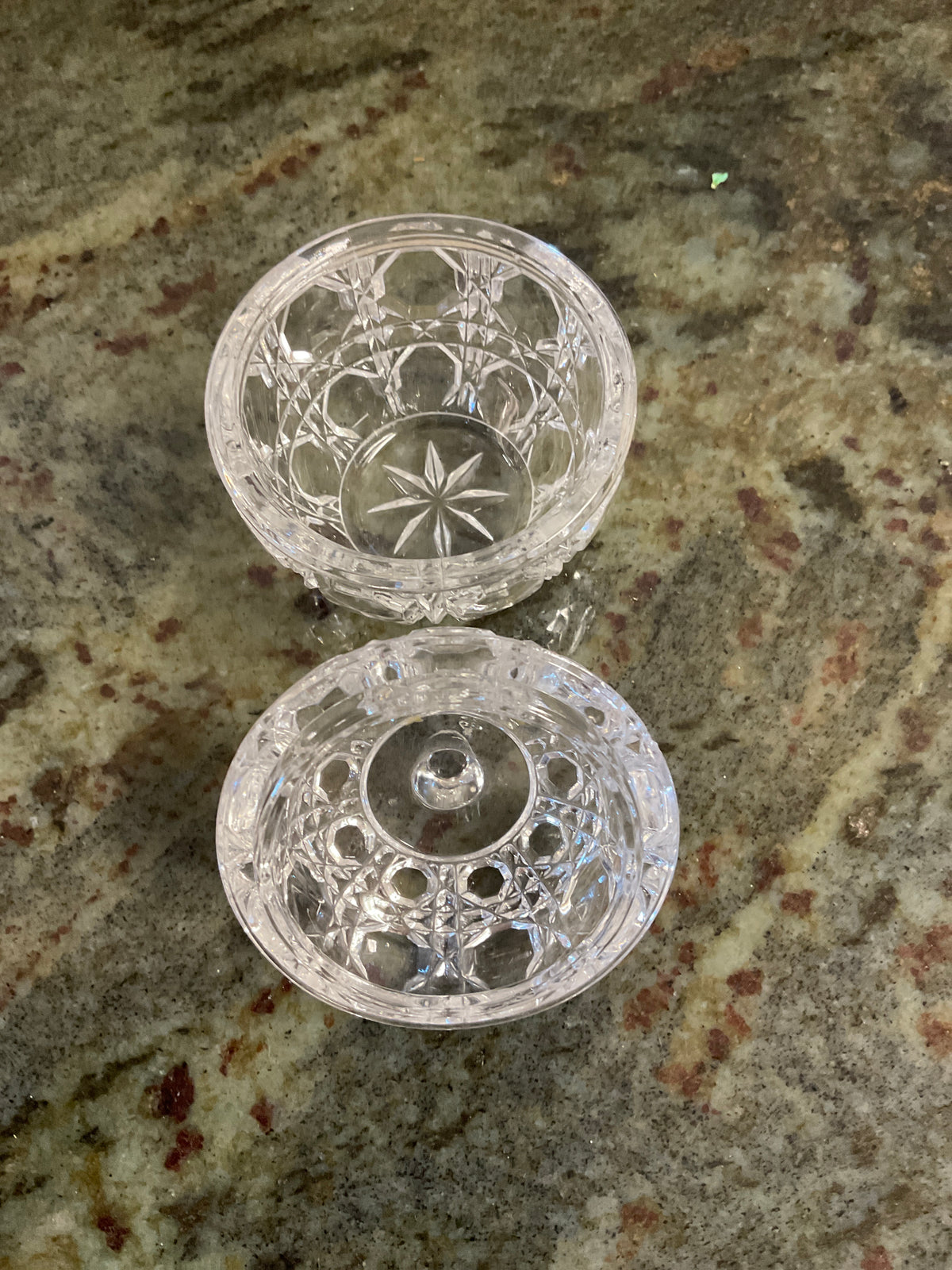 Vintage Crystal Apple Shaped Trinket Box