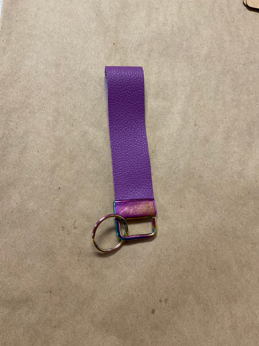 Faux Leather Purple Wrist Keychain