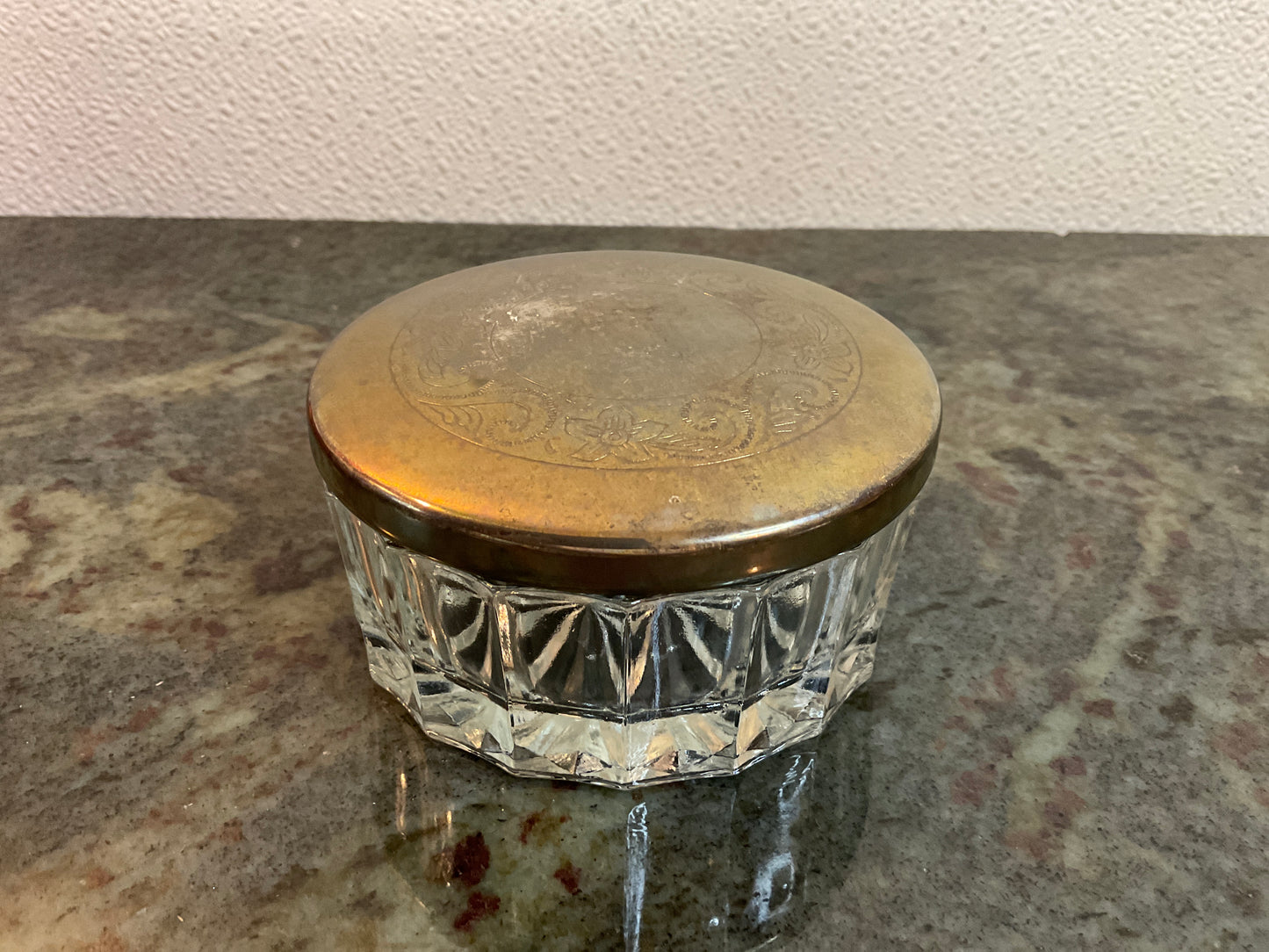Vintage Round Trinket Box Glass/SilverPlate