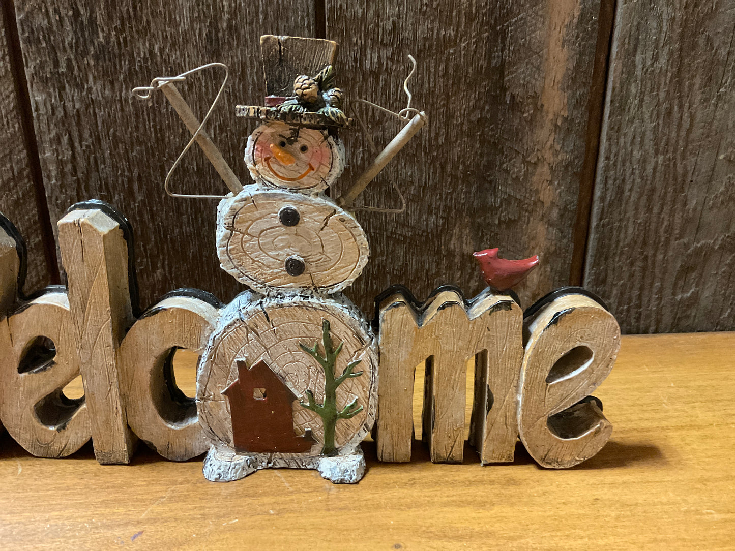 WELCOME Snowman & Cardinal
