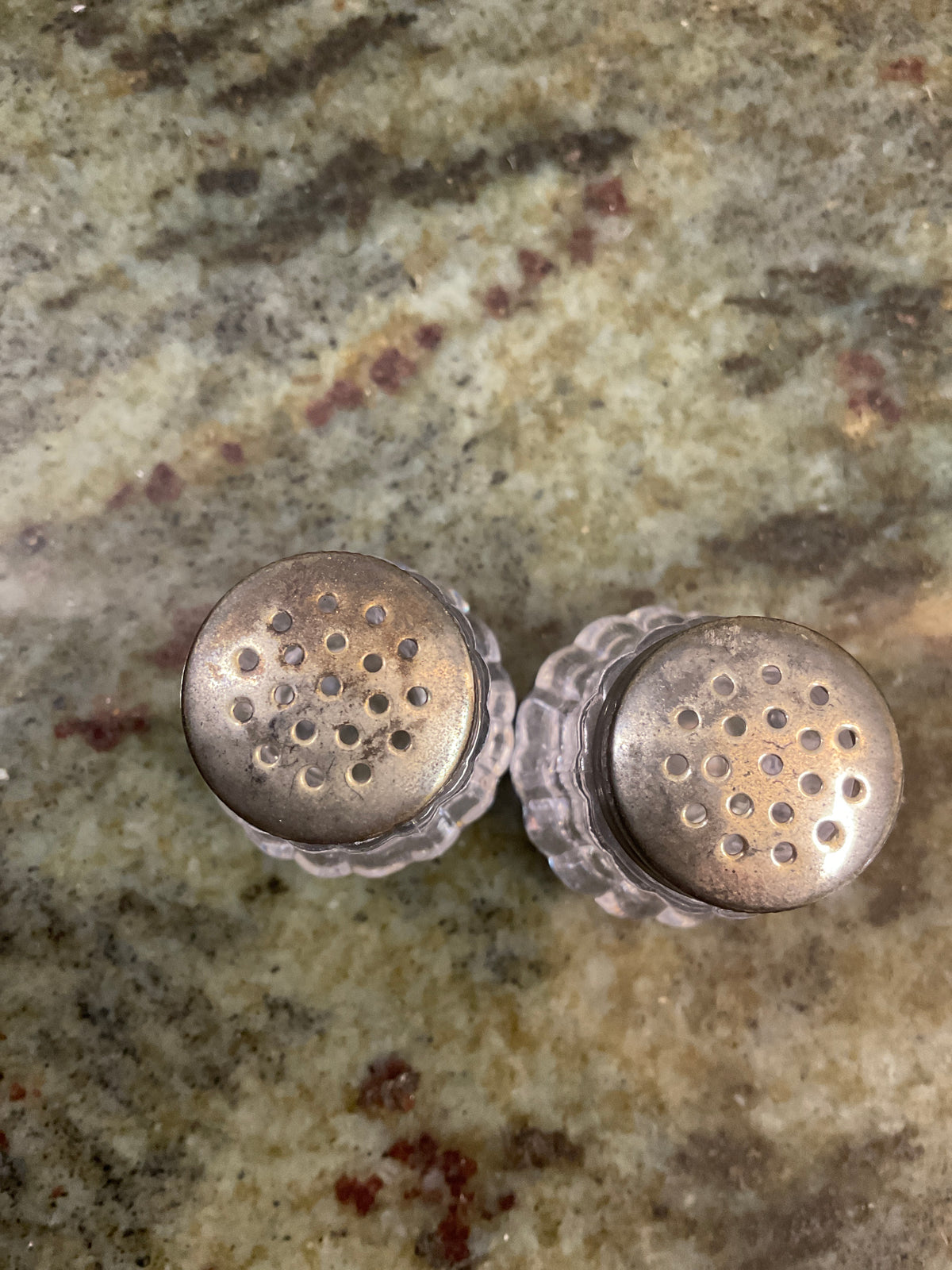 Vintage Mini Clear  Salt & Pepper Shakers
