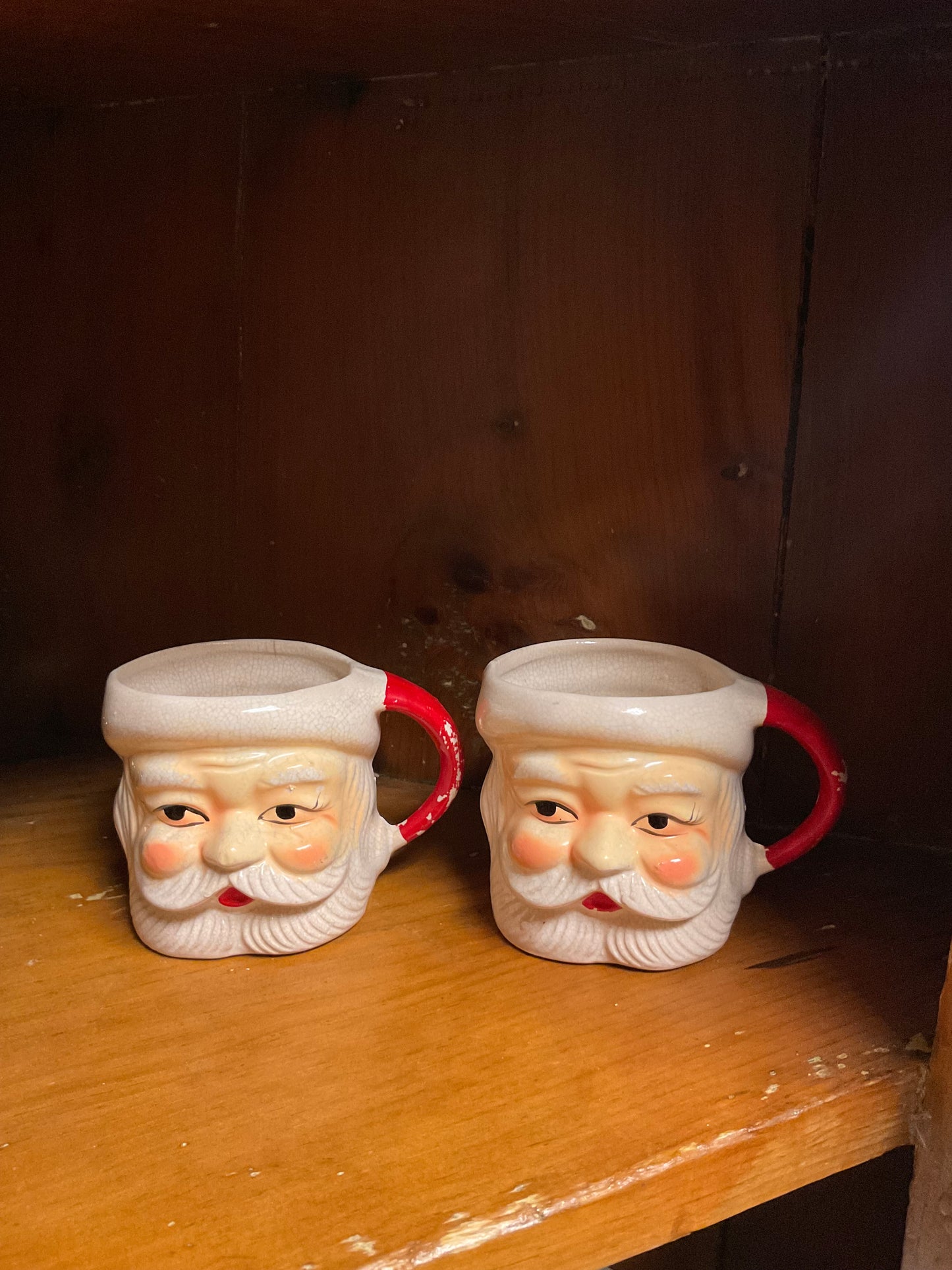 Set of 2 Antique Santa Mugs