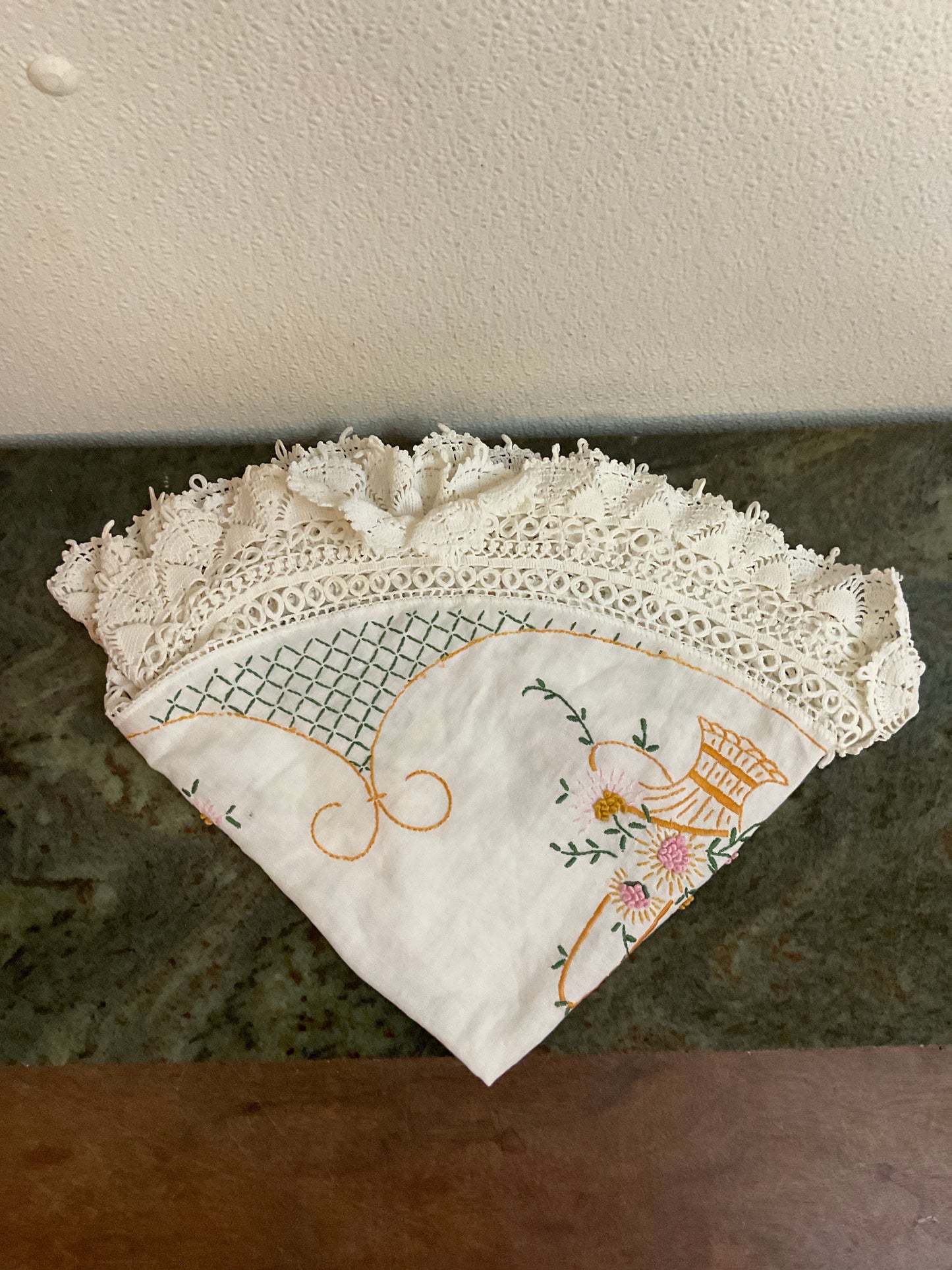 Embroidered Doily Crochet Edge