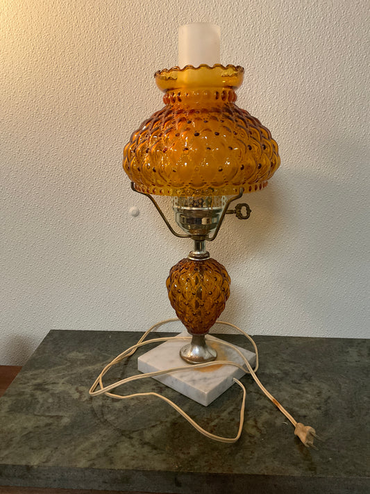 Vintage Fenton Amber Glass QuiltedElectric Lamp