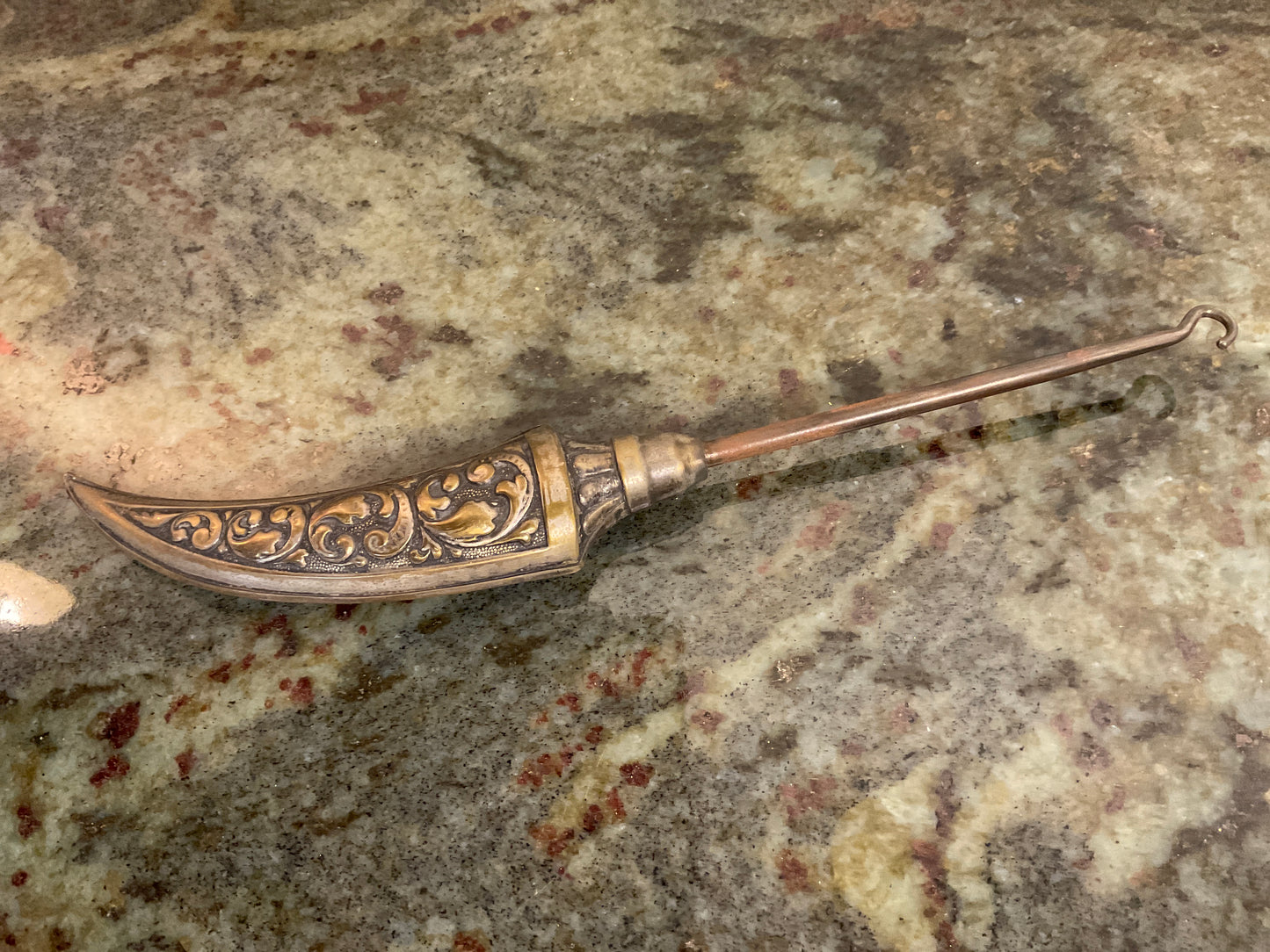 Victorian Ornate Metal Handled Button Hook